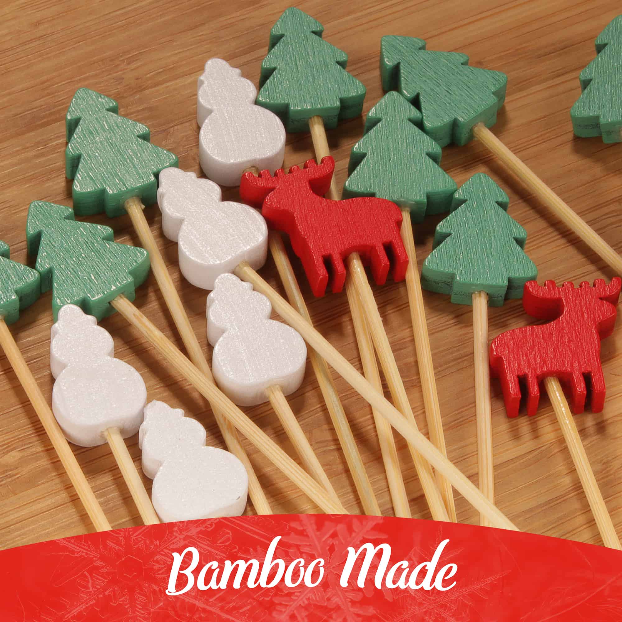 Christmas Holiday Bamboo Food Picks - Image 4