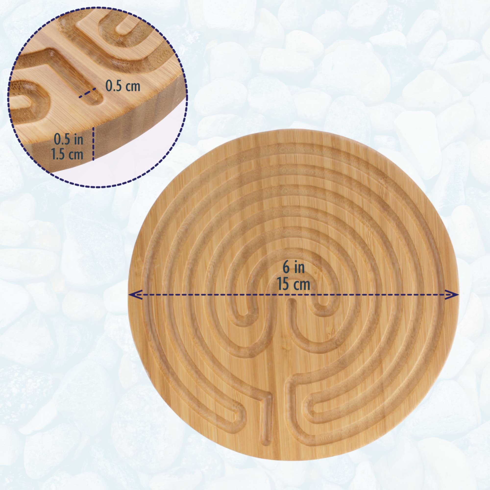 Cretan Style 7 Circuit 6” Bamboo Finger Labyrinth - Image 4