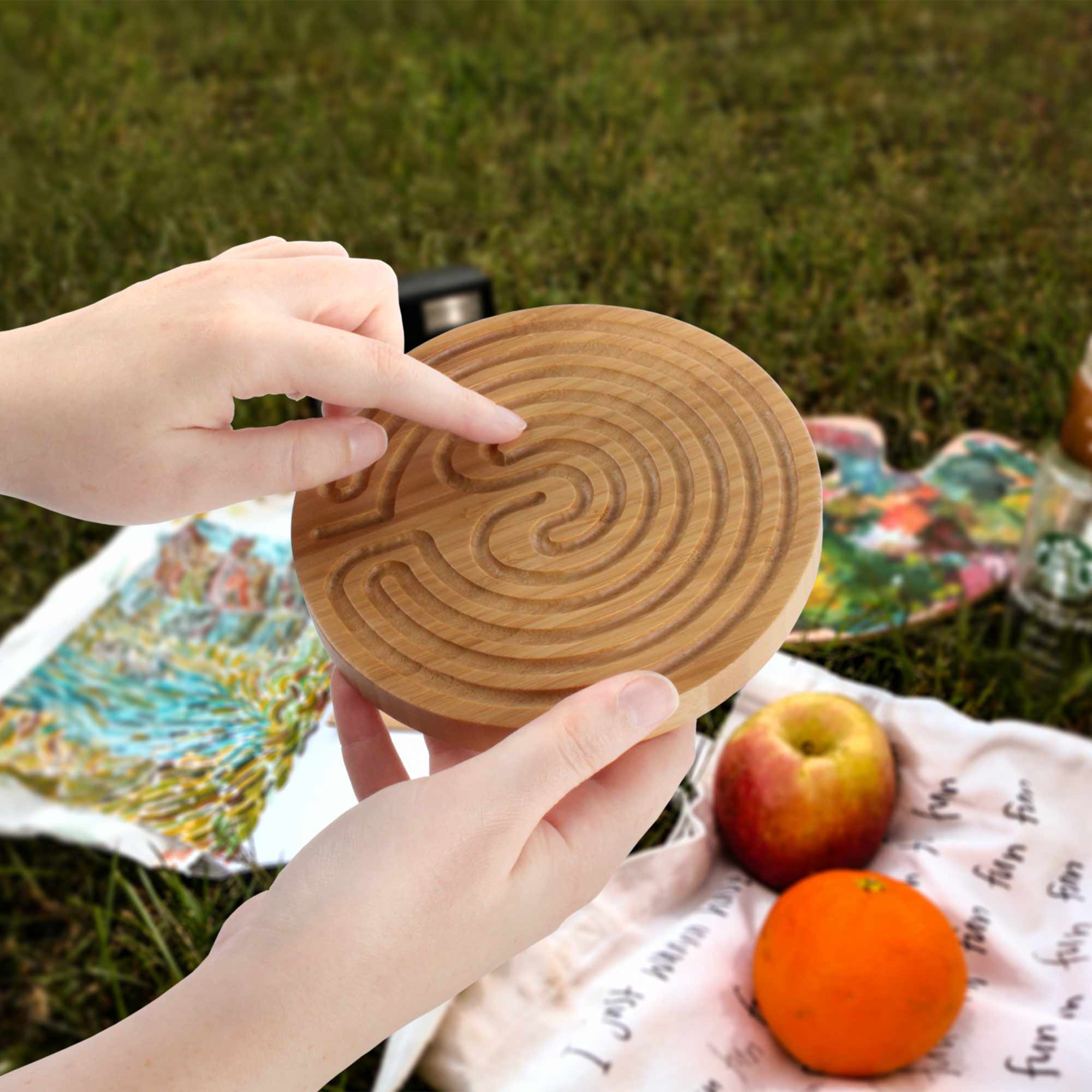 Cretan Style 7 Circuit 6” Bamboo Finger Labyrinth - Image 8