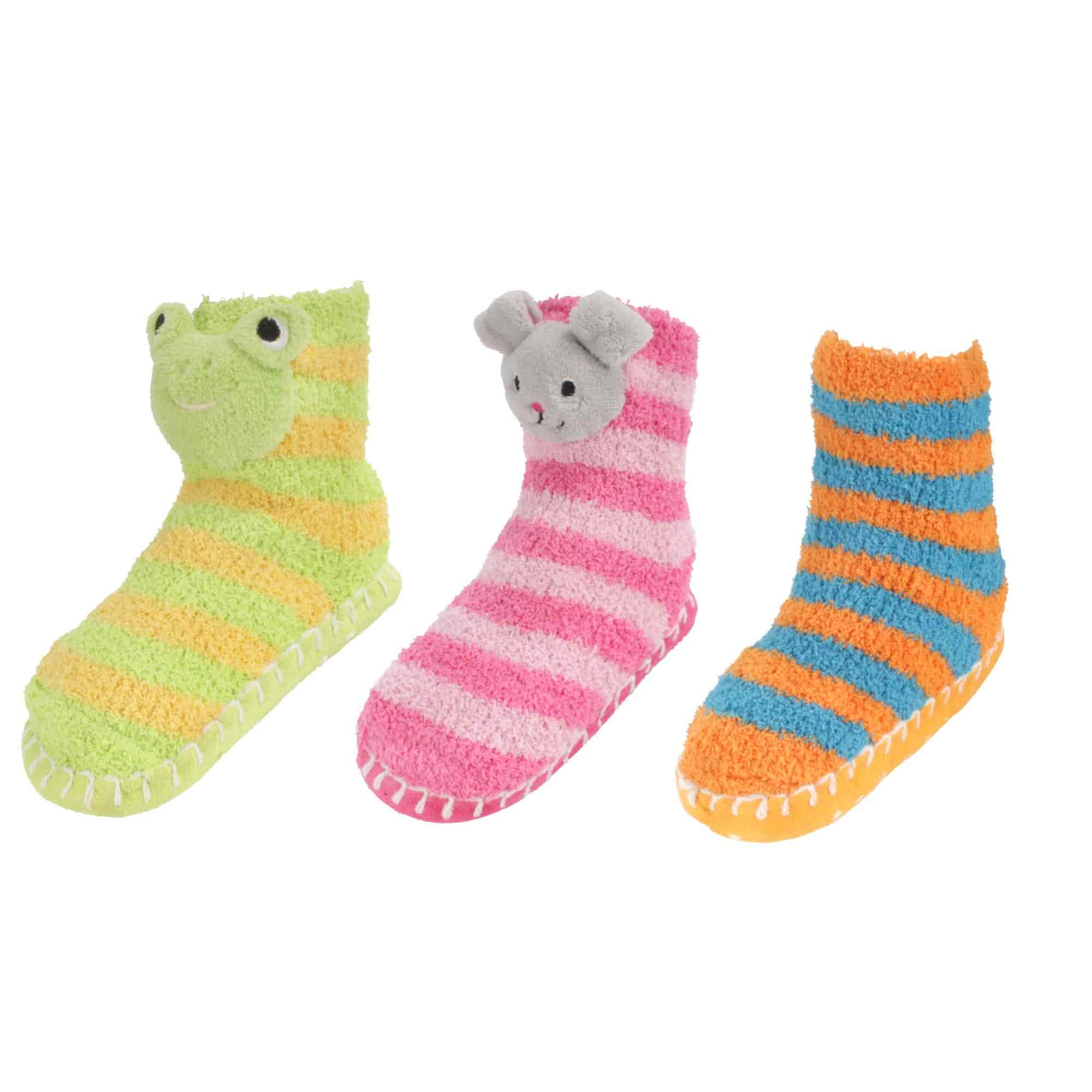 Kids Fuzzy Animal Non-Slip Slippers: 3 Pairs - Image 4