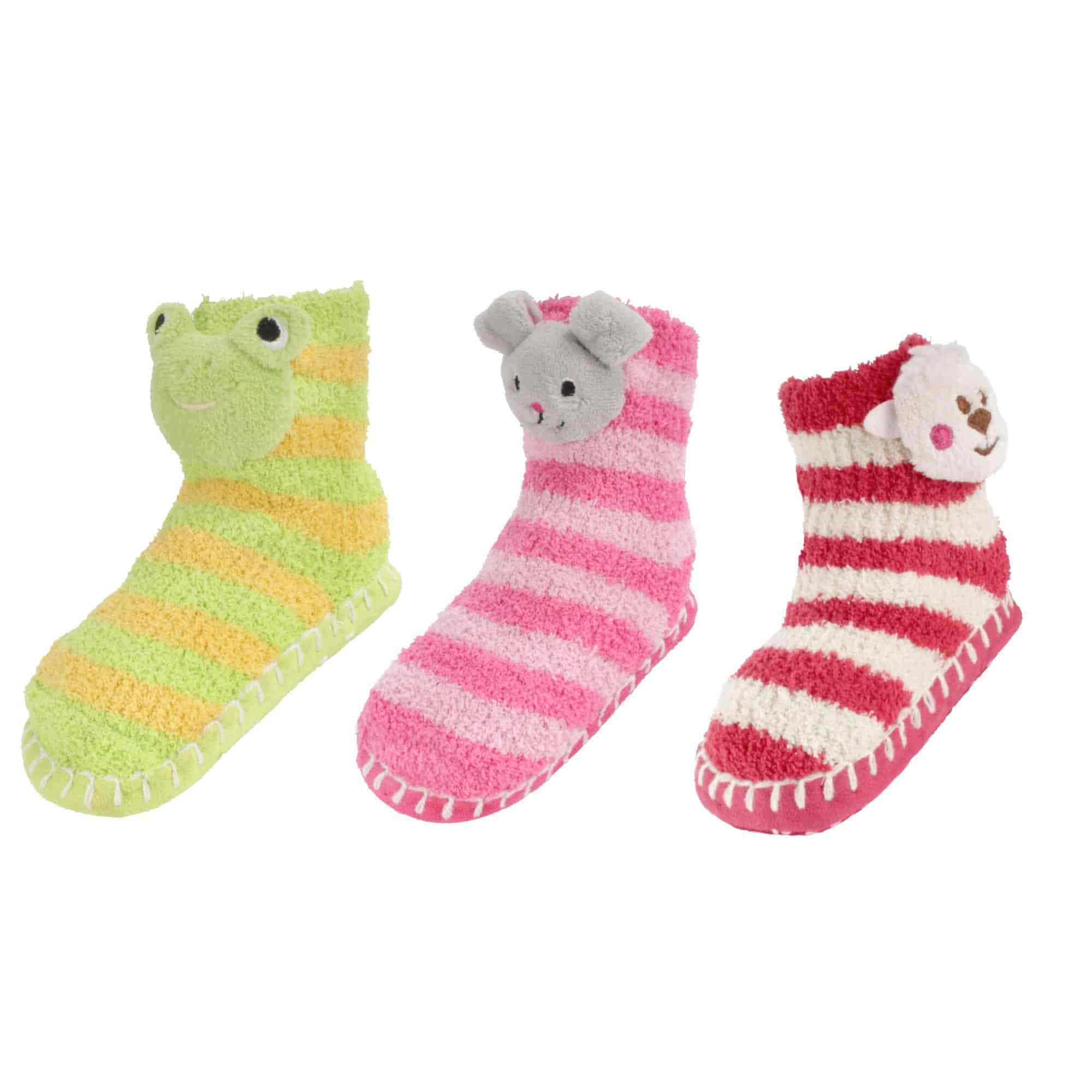 Kids Fuzzy Animal Non-Slip Slippers: 3 Pairs - Image 5