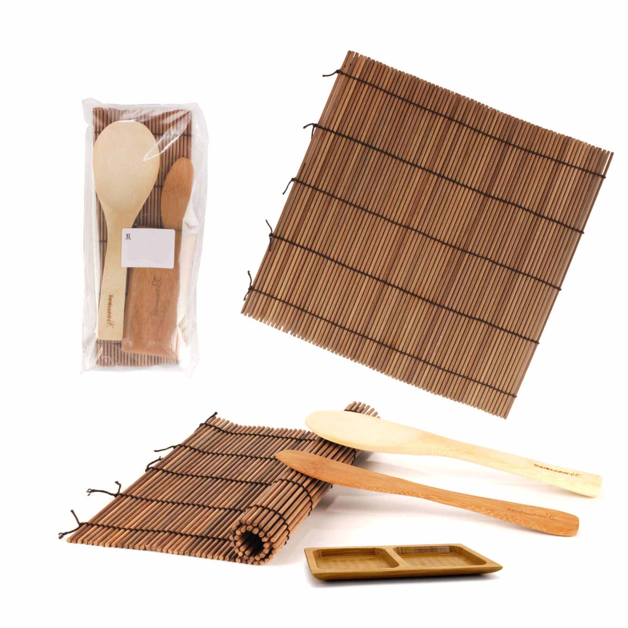 Sushi Rolling Kit - 2x rolling mats, 1x rice paddle, 1x spreader, 1 Compartment Sauce Dish - Image 3
