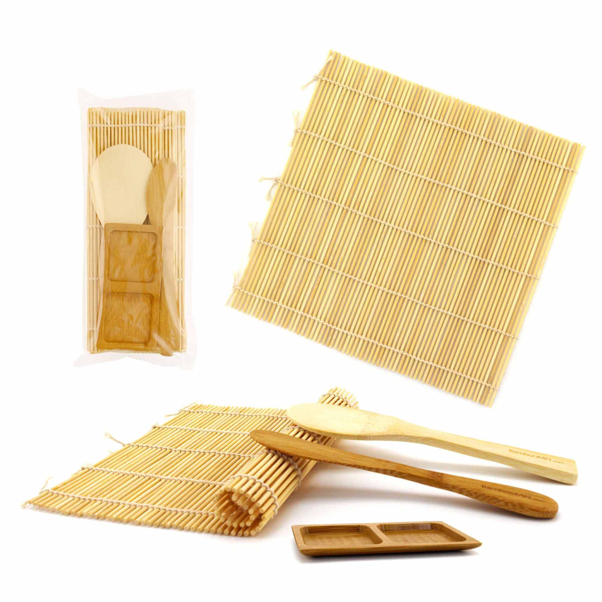 Sushi Rolling Kit - 2x rolling mats, 1x rice paddle, 1x spreader, 1 Compartment Sauce Dish - Image 5
