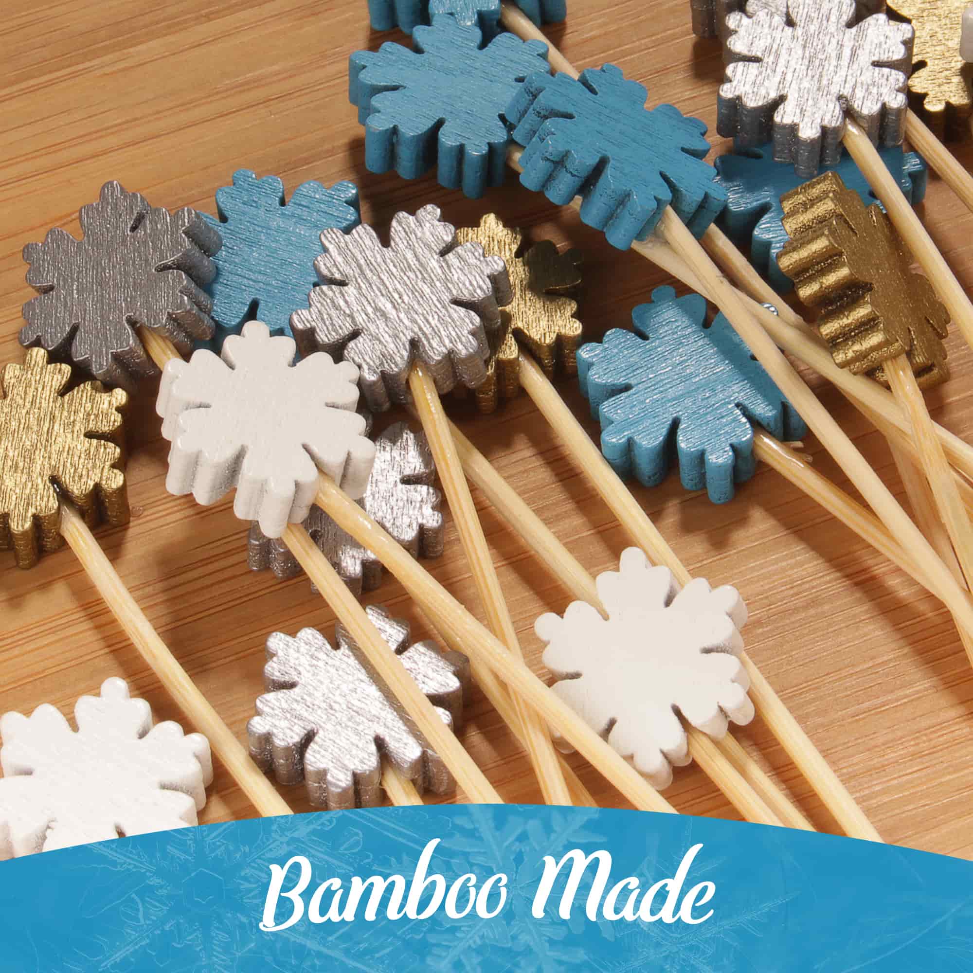 Snowflake Bamboo Food Picks - Image 4