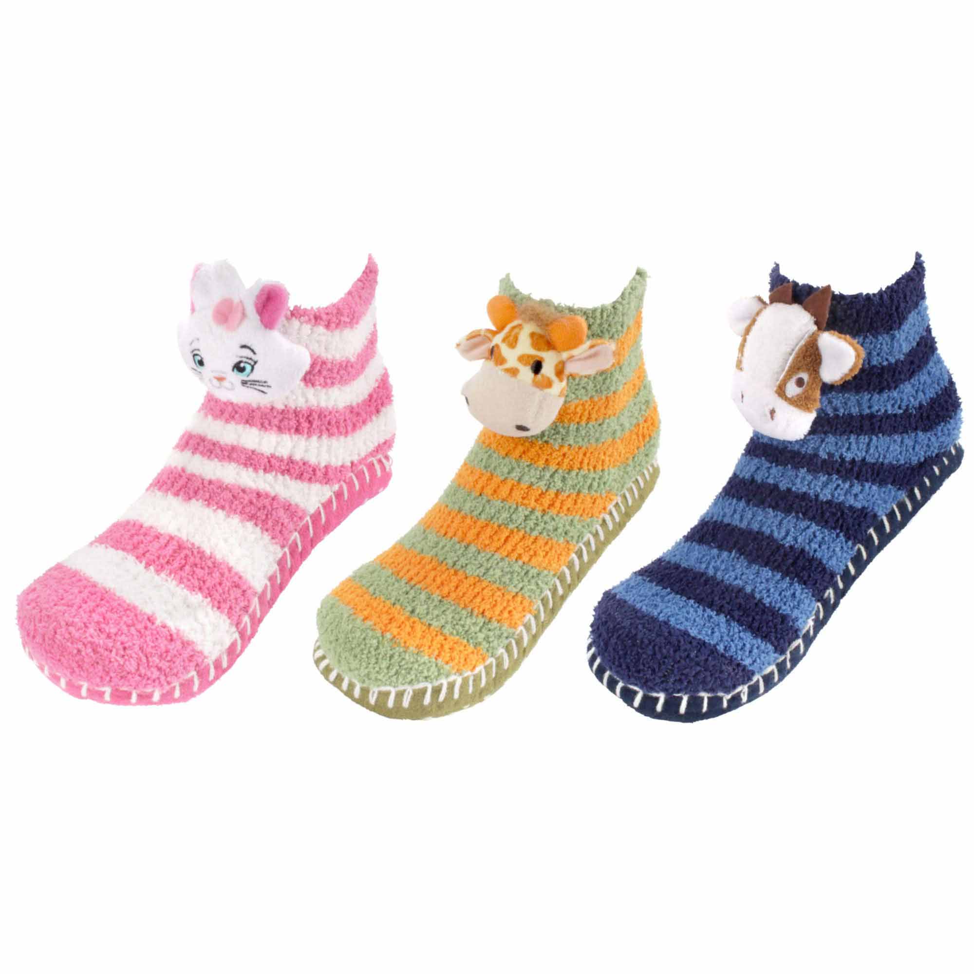 Fuzzy Animal Slippers for Women with Non Slip Slipper Grippers - 3 Pairs - Image 10
