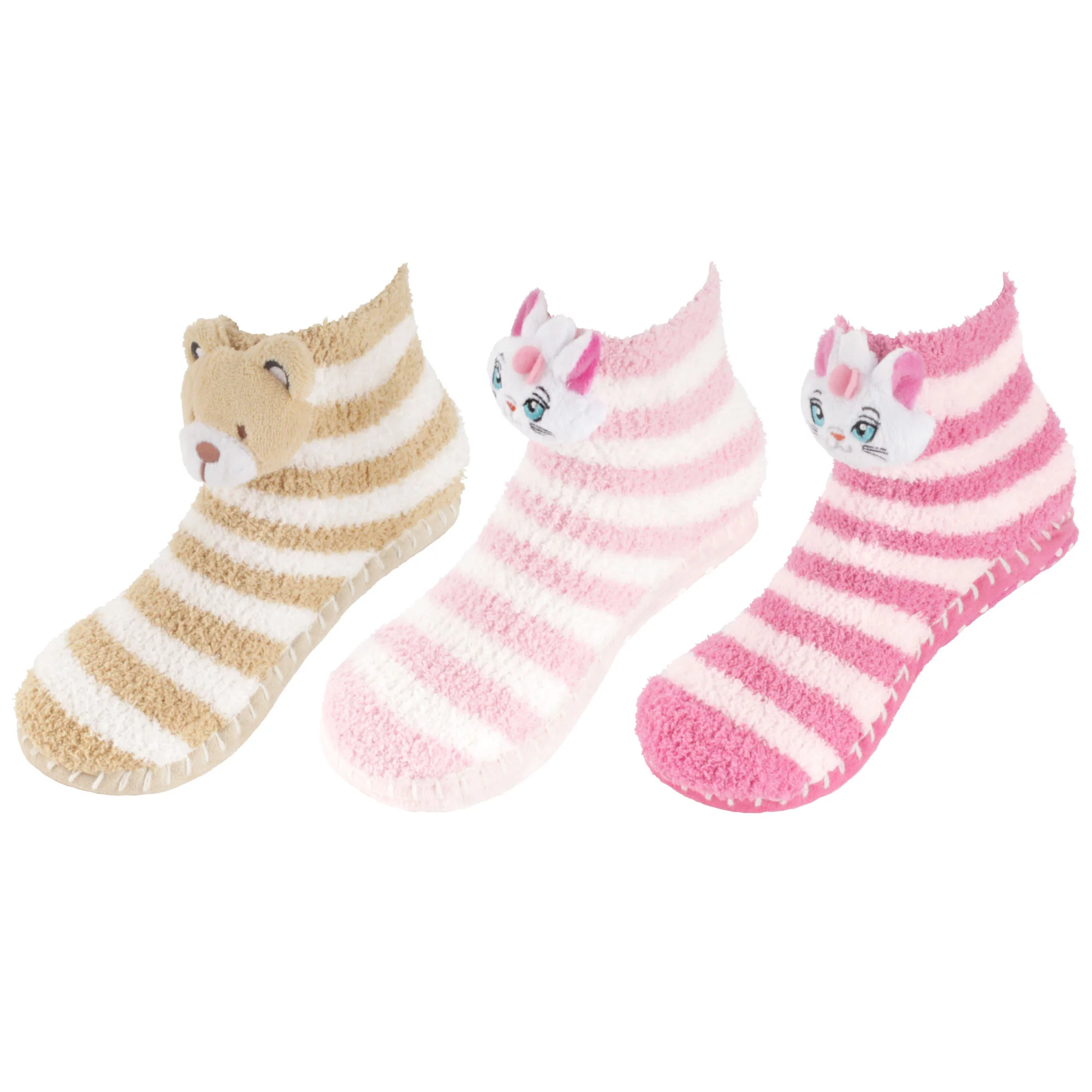 Fuzzy Animal Slippers for Women with Non Slip Slipper Grippers - 3 Pairs - Image 12