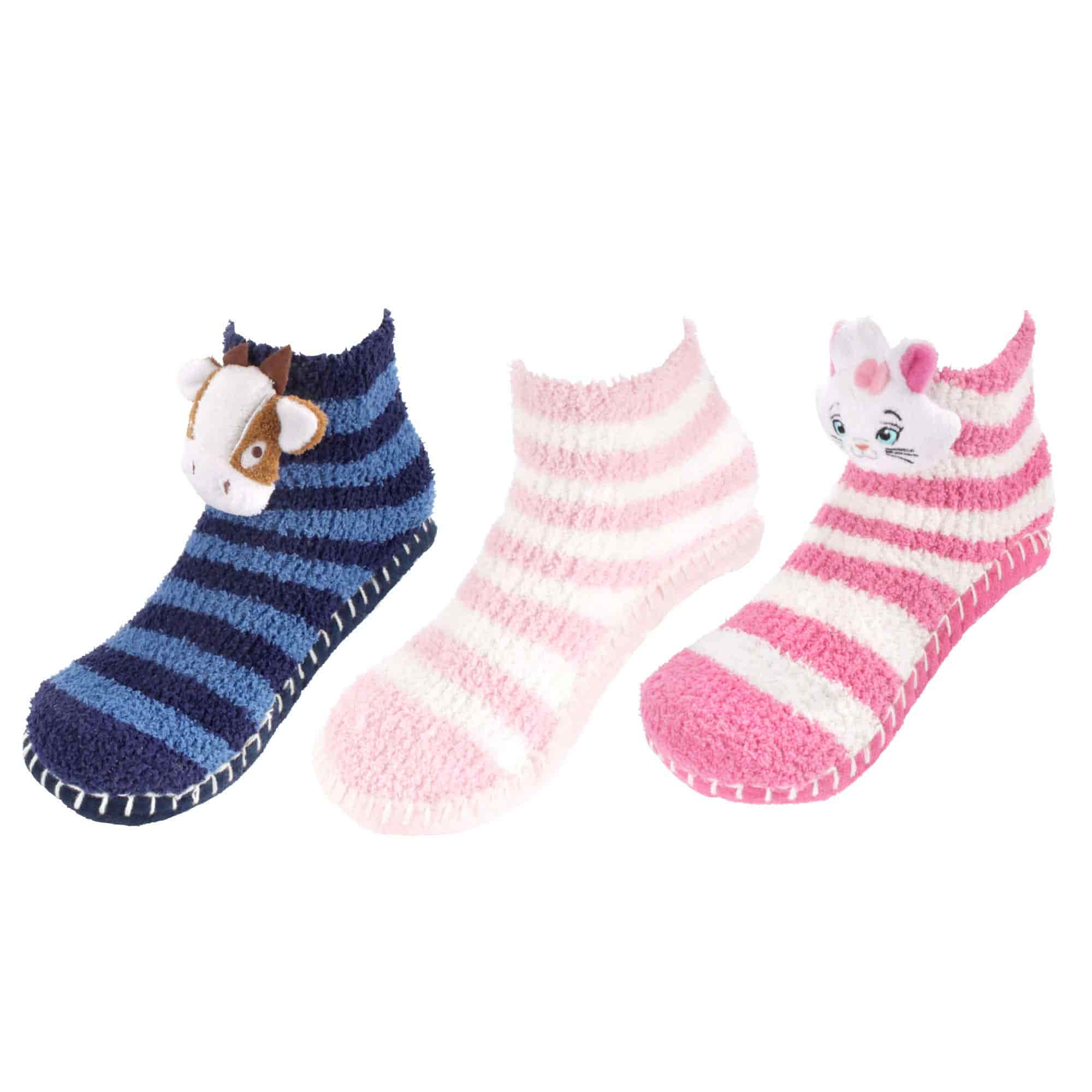 Fuzzy Animal Slippers for Women with Non Slip Slipper Grippers - 3 Pairs - Image 8