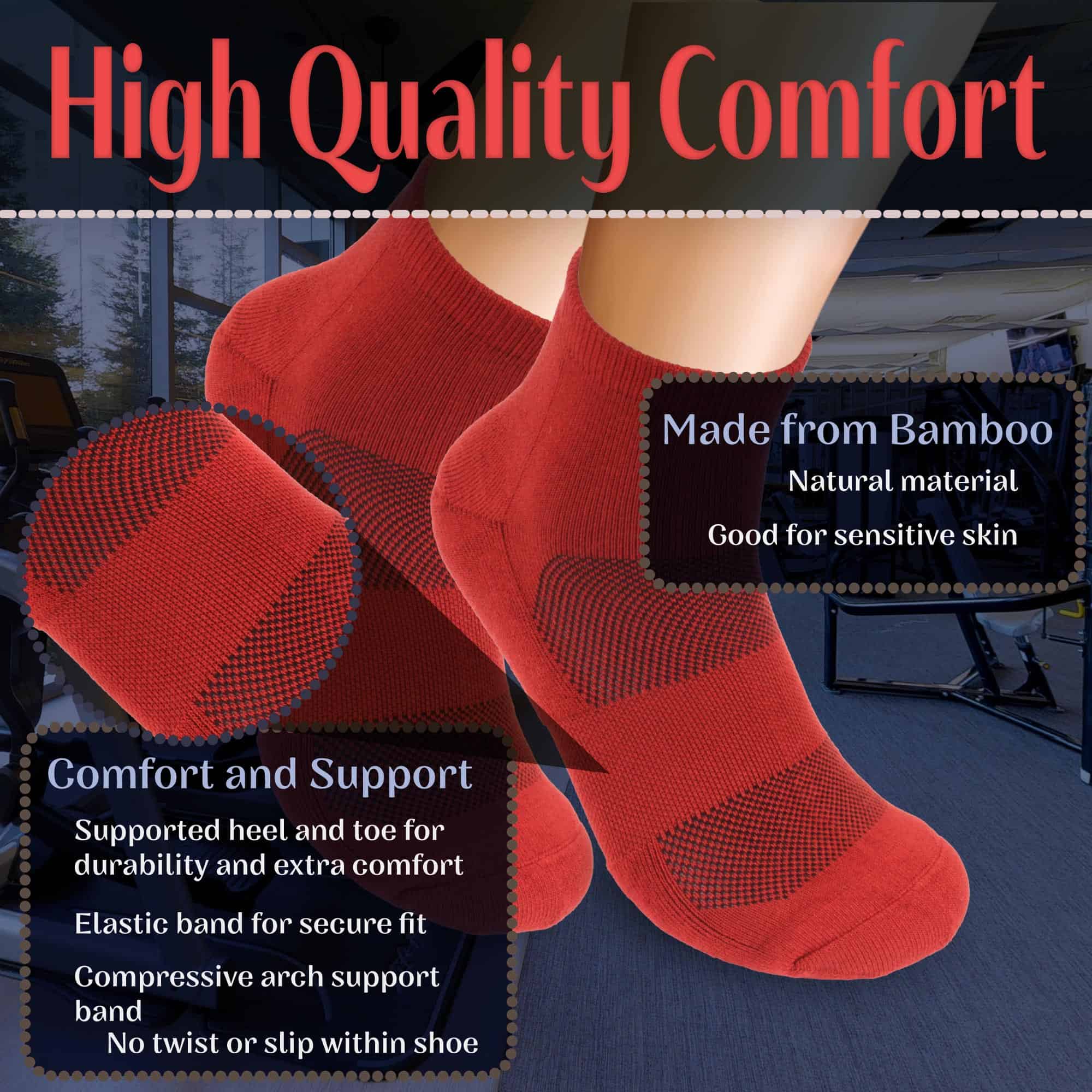 Women's Bamboo Cushioned Athletic Quarter Socks - Image 3