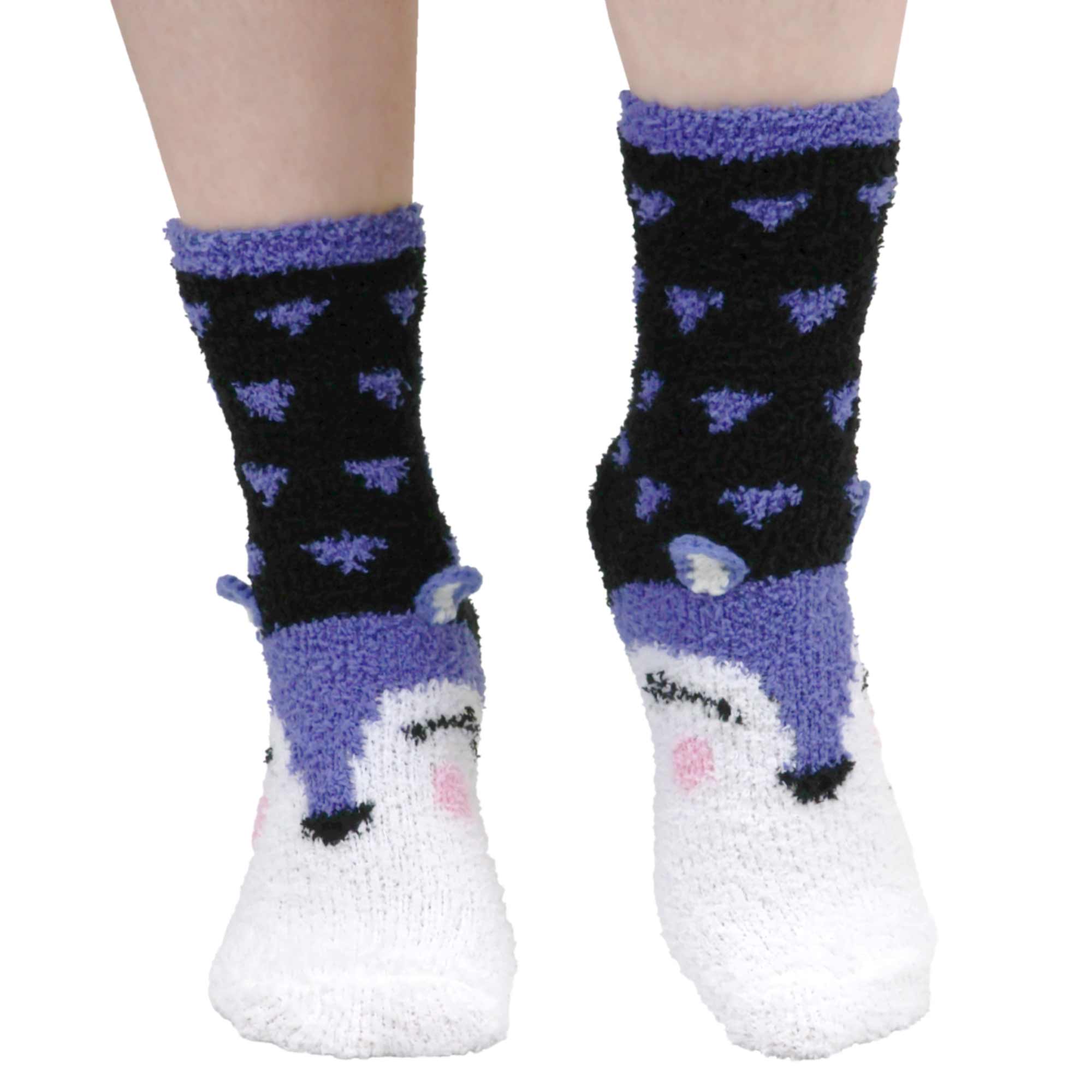 Women's Super Soft Cute Fuzzy Cozy Warm Animal Cabin Crew Socks - Image 49
