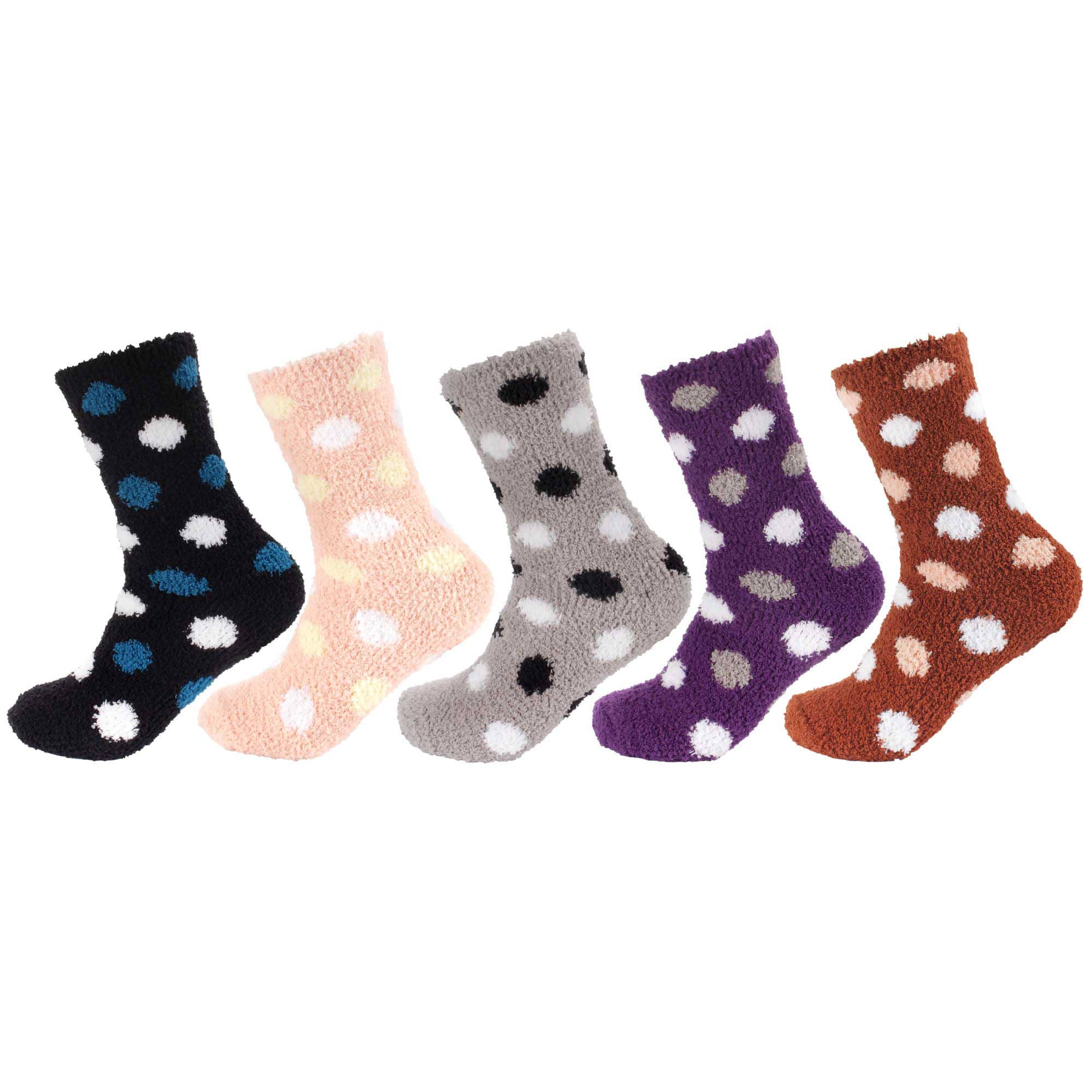 Women's Soft and Cozy Fuzzy Assorted Crew Socks - 5 Pair Assortments - Image 11