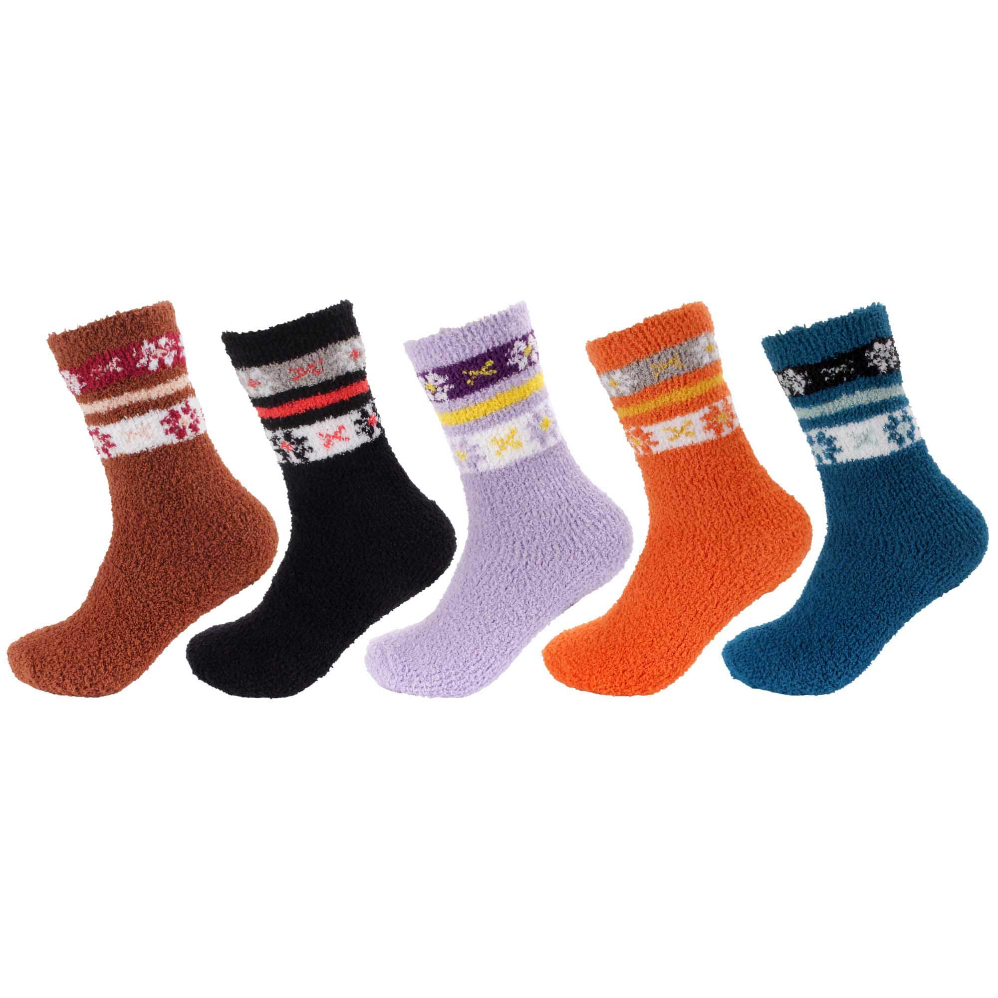 Women's Soft and Cozy Fuzzy Assorted Crew Socks - 5 Pair Assortments - Image 12