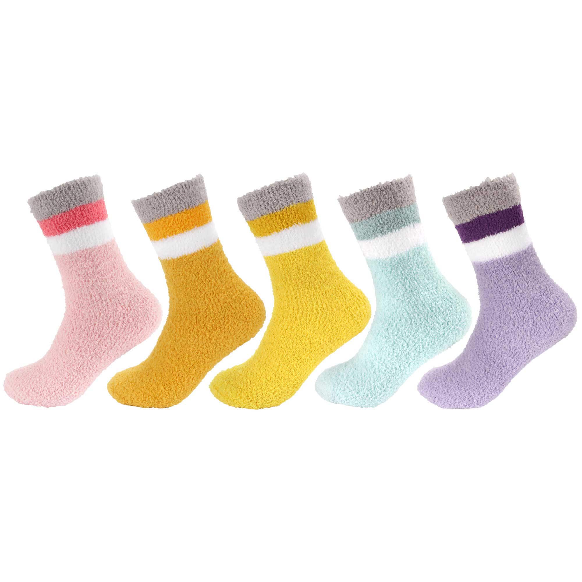 Women's Soft and Cozy Fuzzy Assorted Crew Socks - 5 Pair Assortments - Image 14