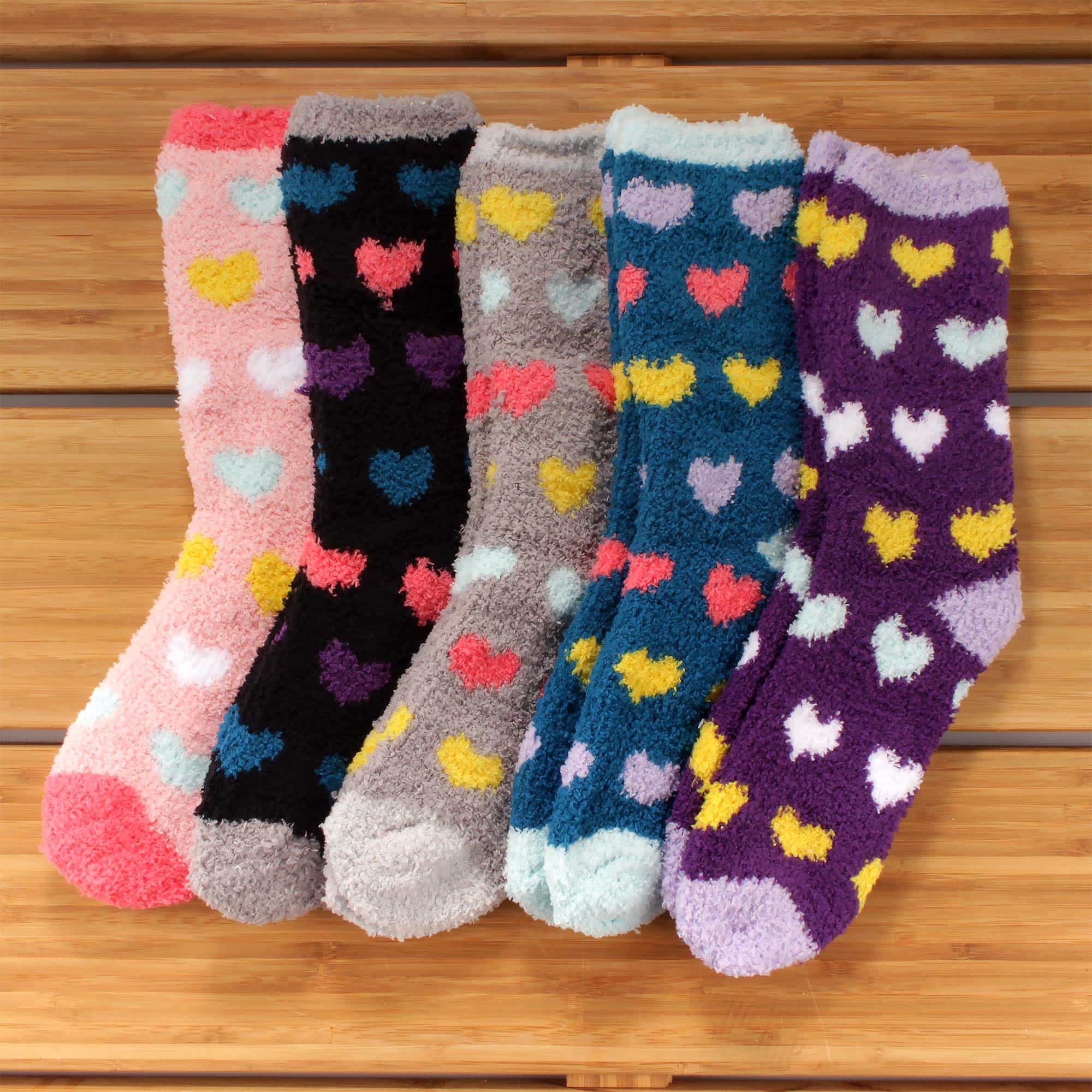 Women's Soft and Cozy Fuzzy Assorted Crew Socks - 5 Pair Assortments - Image 3