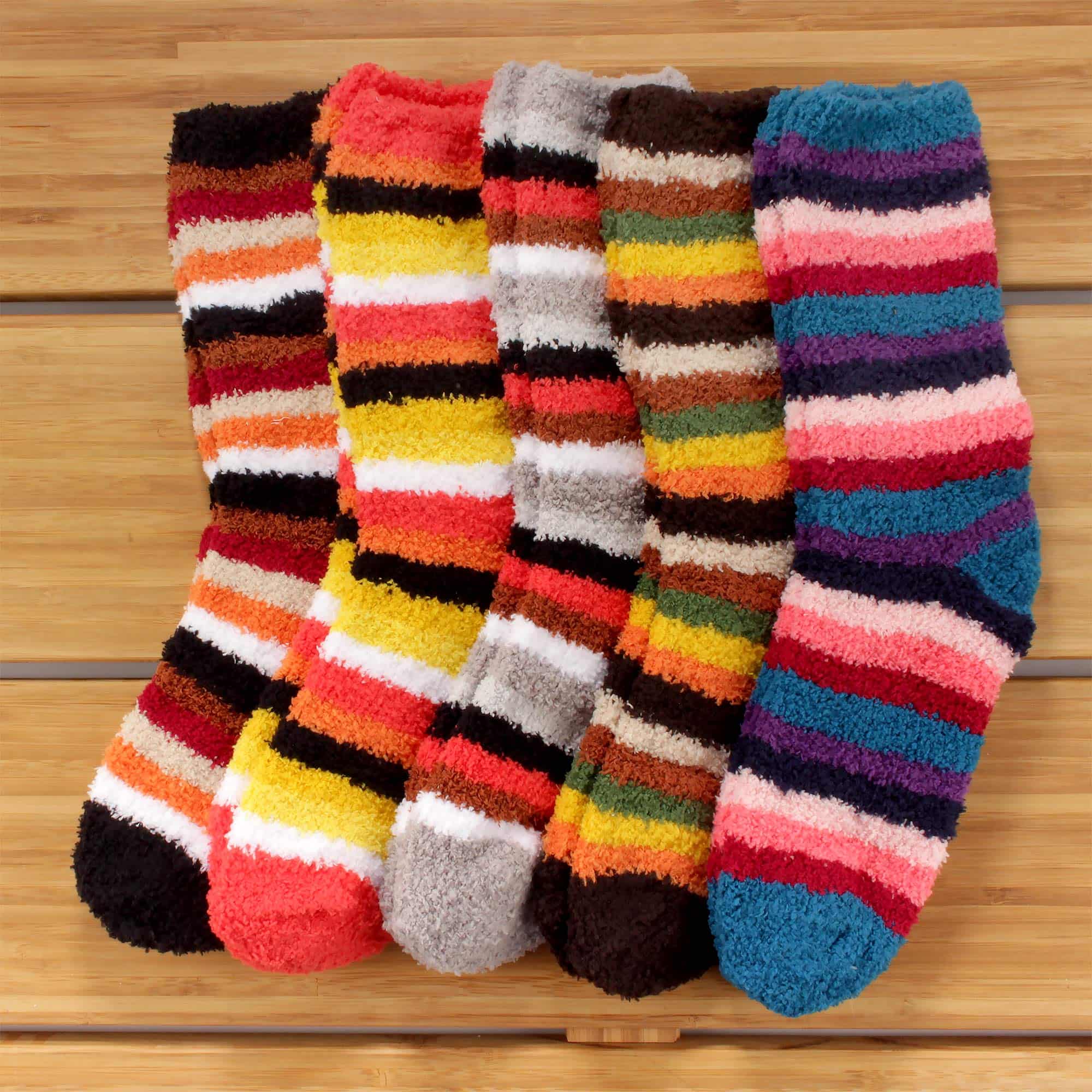 Women's Soft and Cozy Fuzzy Assorted Crew Socks - 5 Pair Assortments - Image 4