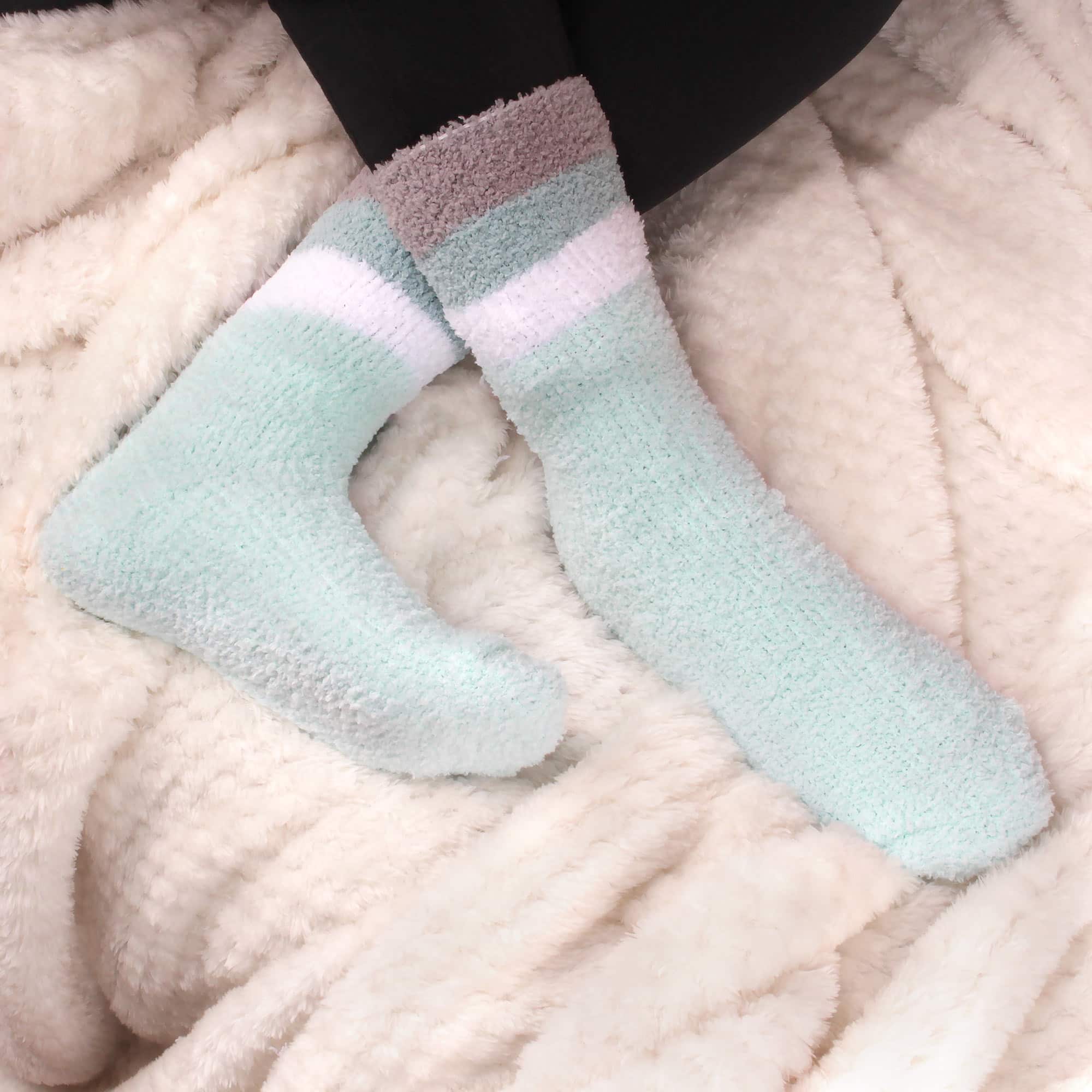 Women's Soft and Cozy Fuzzy Assorted Crew Socks - 5 Pair Assortments - Image 7