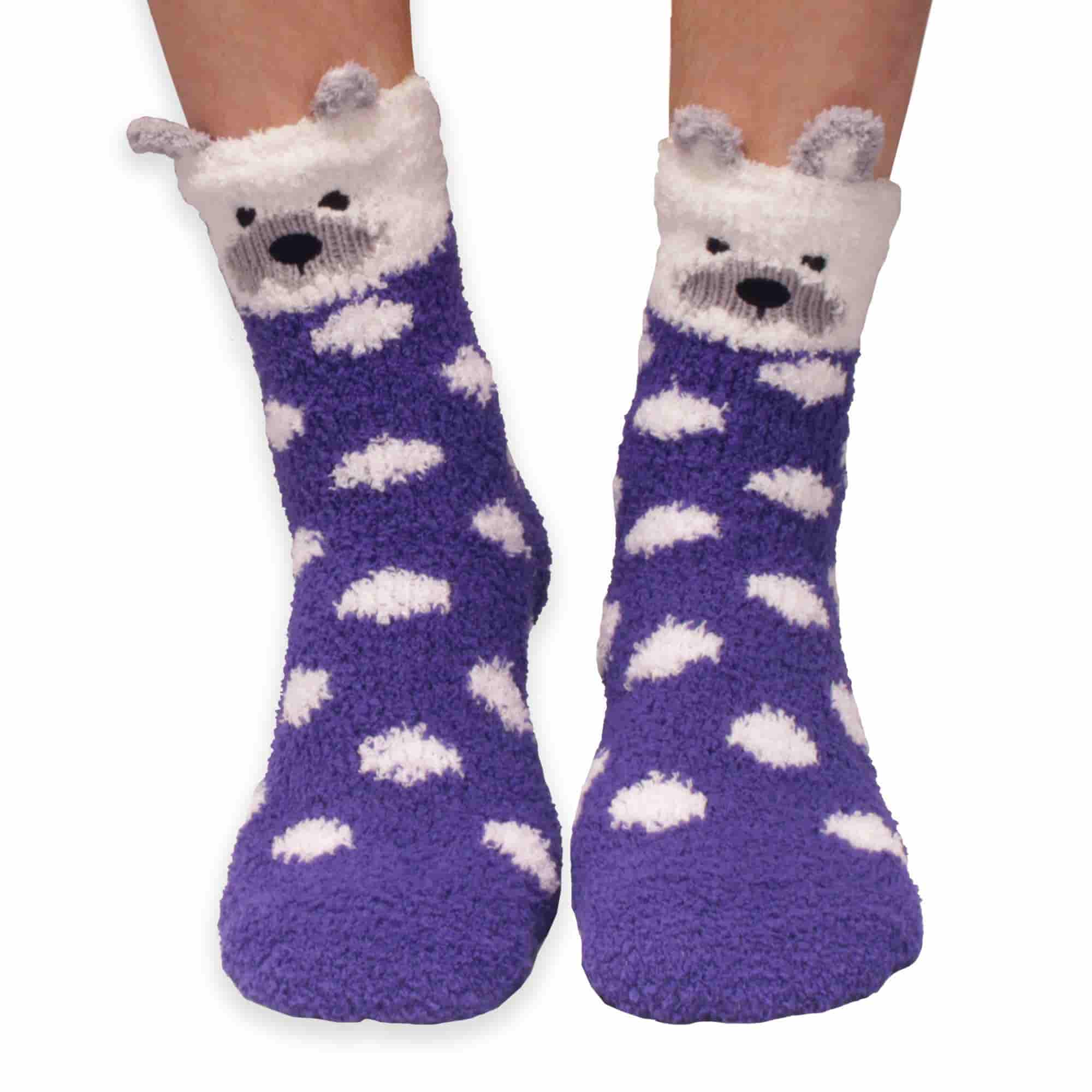 Animal Non-Slip Fuzzy Crew Socks - Image 18