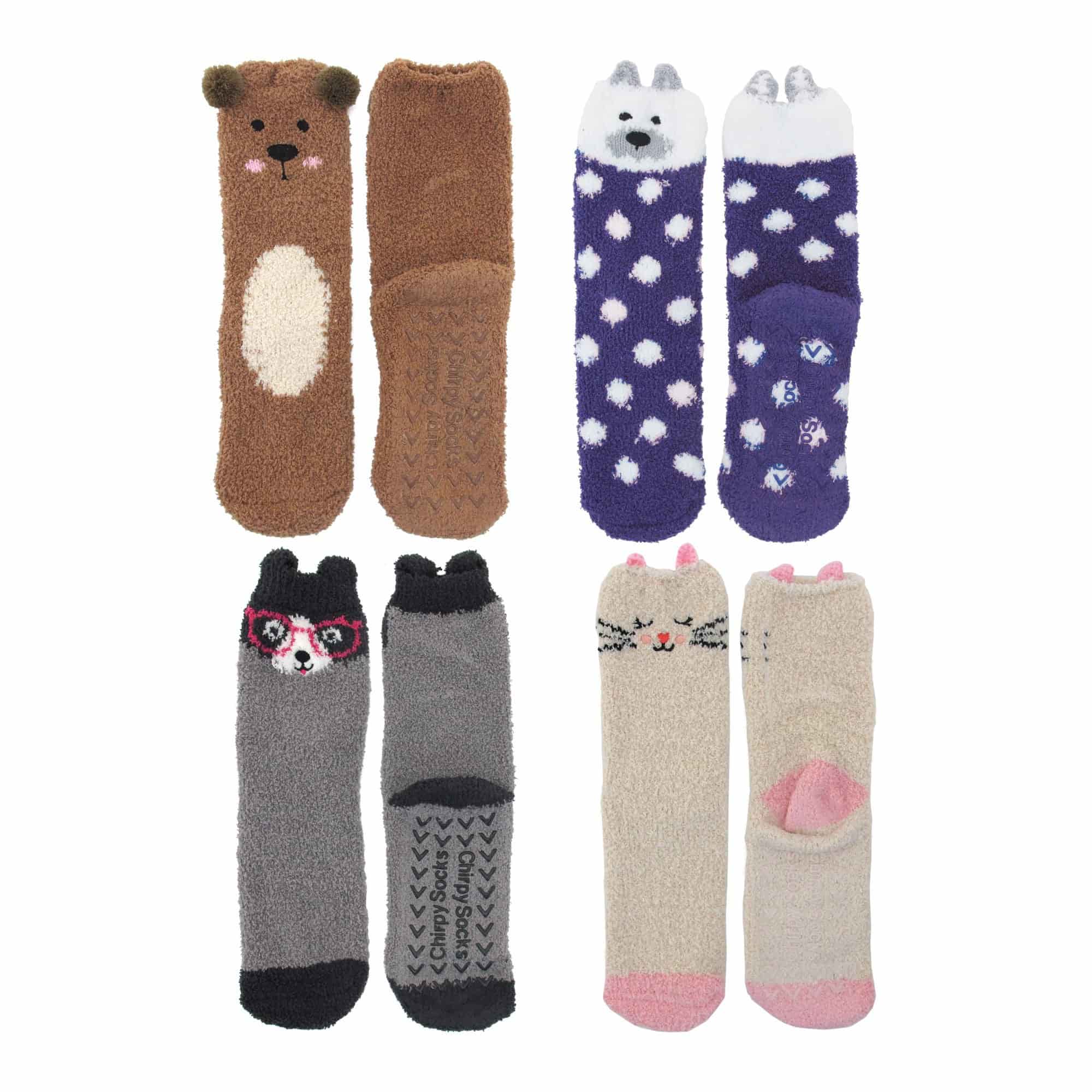 Animal Non-Slip Fuzzy Crew Socks - Image 24