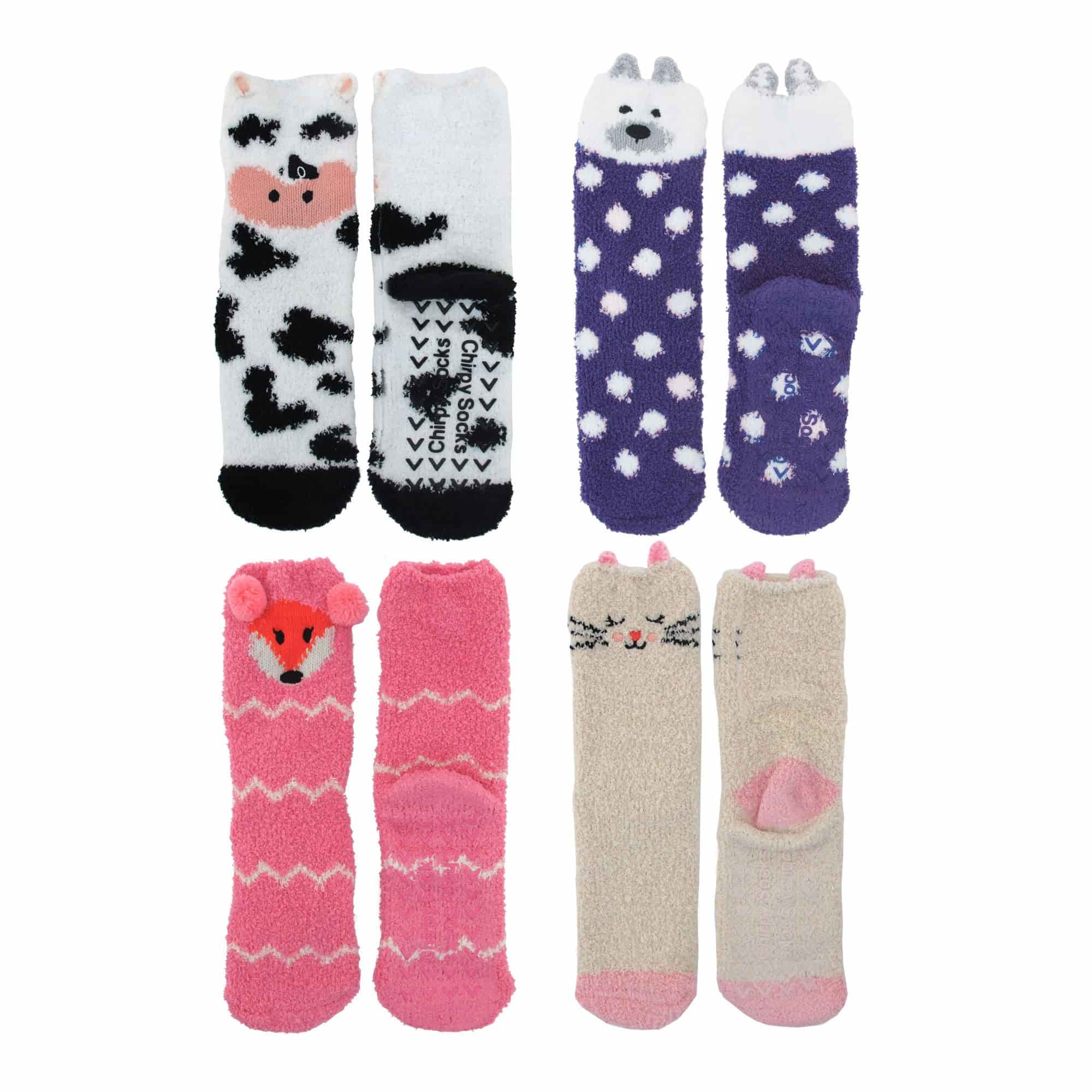 Animal Non-Slip Fuzzy Crew Socks - Image 26