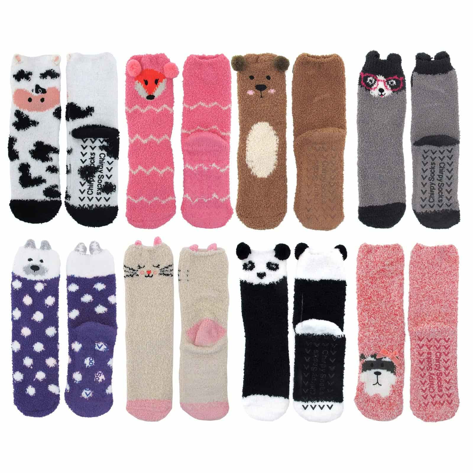 Animal Non-Slip Fuzzy Crew Socks - Image 28