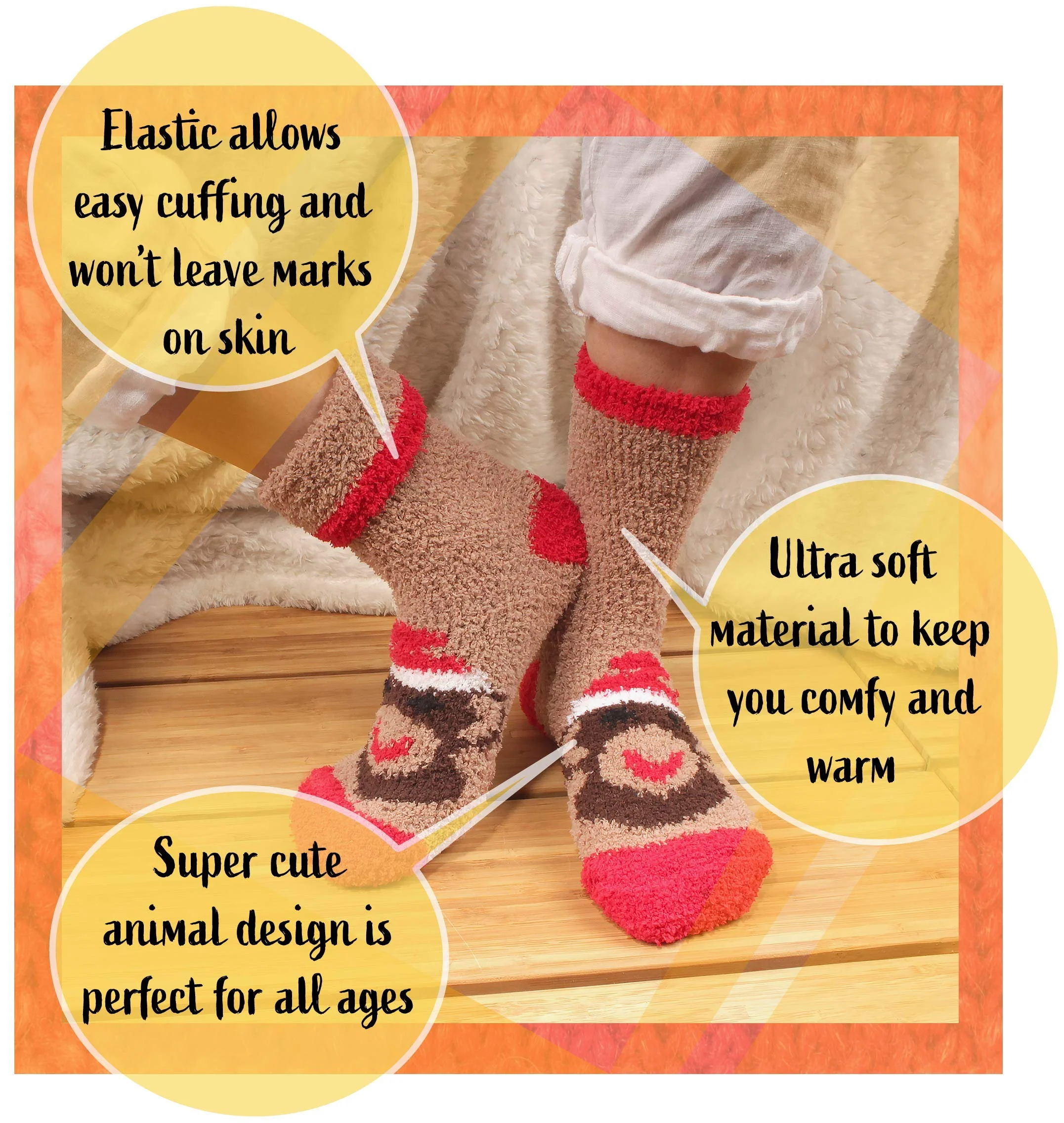 Women's Cute Fuzzy Cozy Super Warm Soft Animal Indoor Outdoor Cabin Crew Socks - Image 15