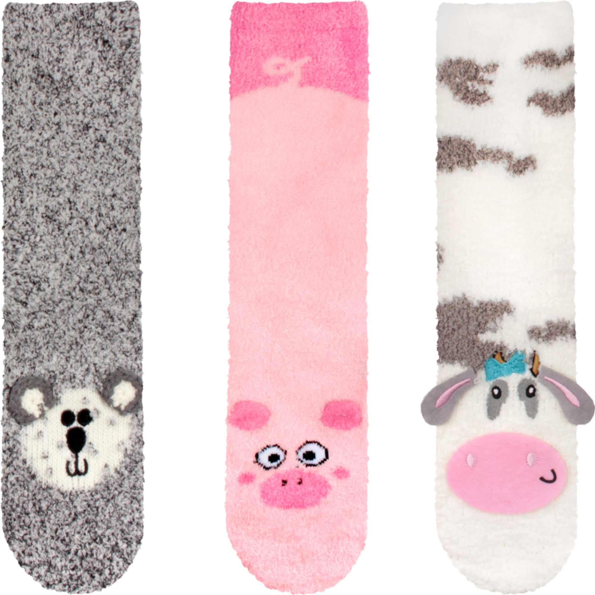 Fuzzy Cozy Microfiber Animal Socks Assortments - 3 Pairs - Image 13