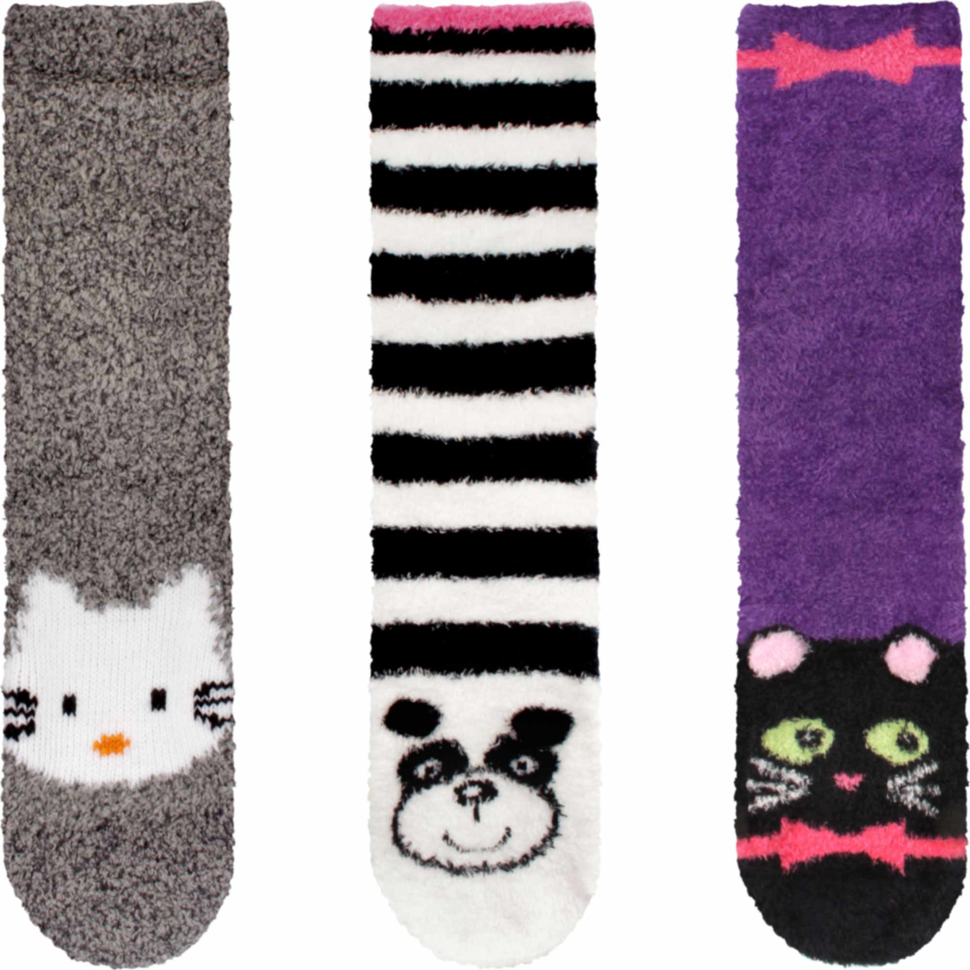 Fuzzy Cozy Microfiber Animal Socks Assortments - 3 Pairs - Image 18