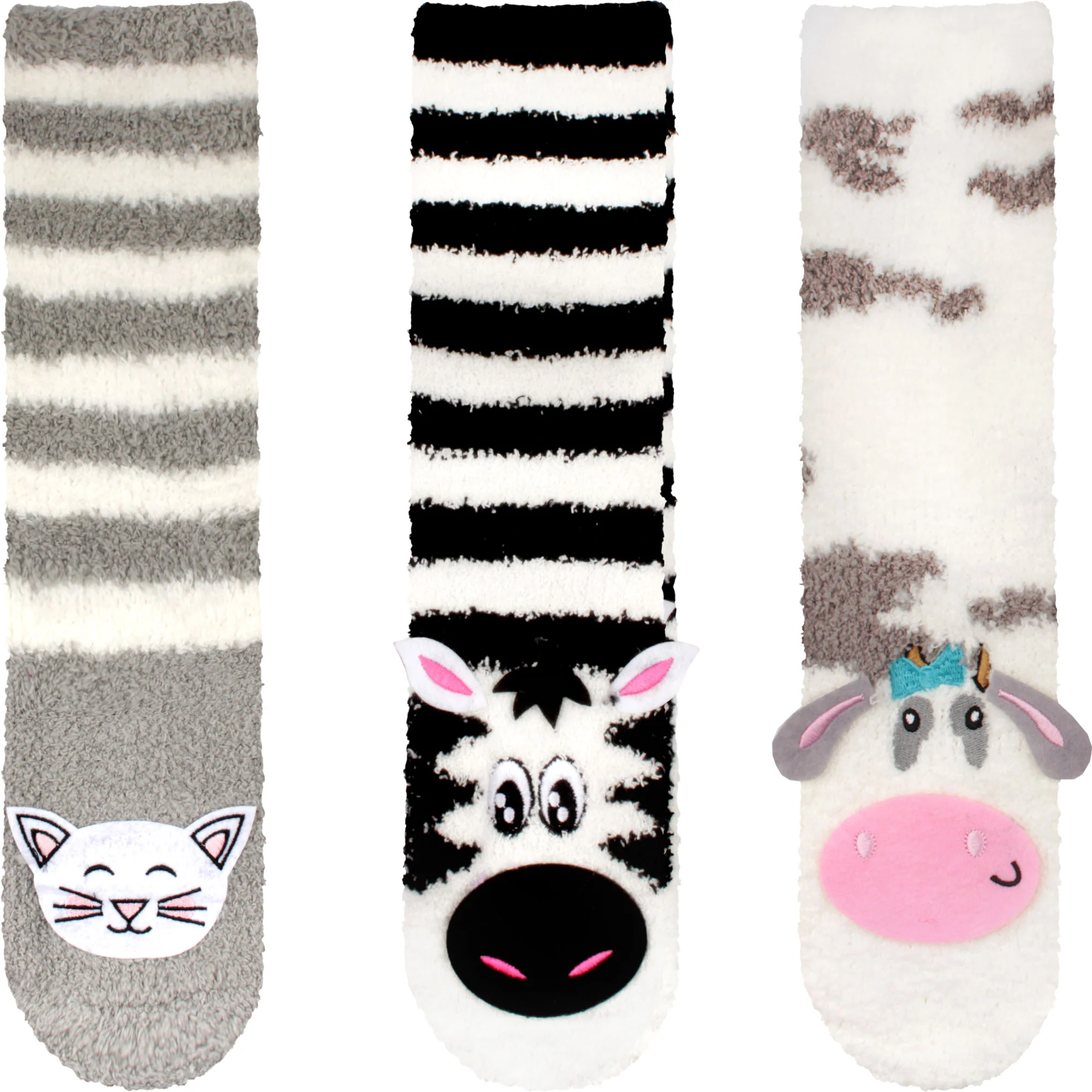 Fuzzy Cozy Microfiber Animal Socks Assortments - 3 Pairs - Image 20