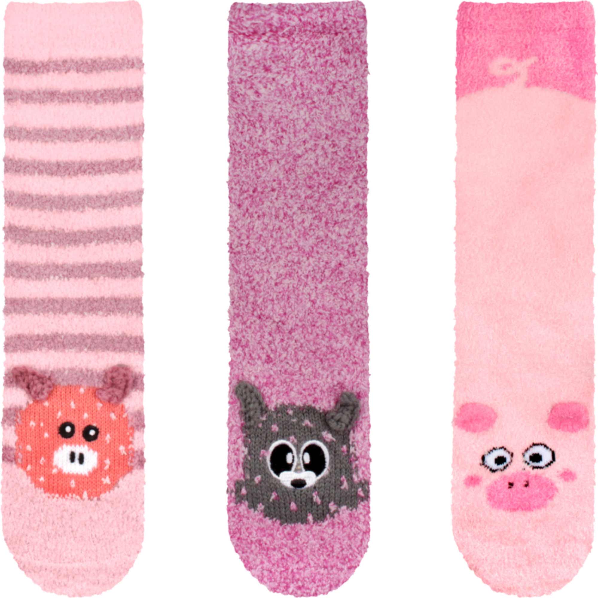 Fuzzy Cozy Microfiber Animal Socks Assortments - 3 Pairs - Image 22