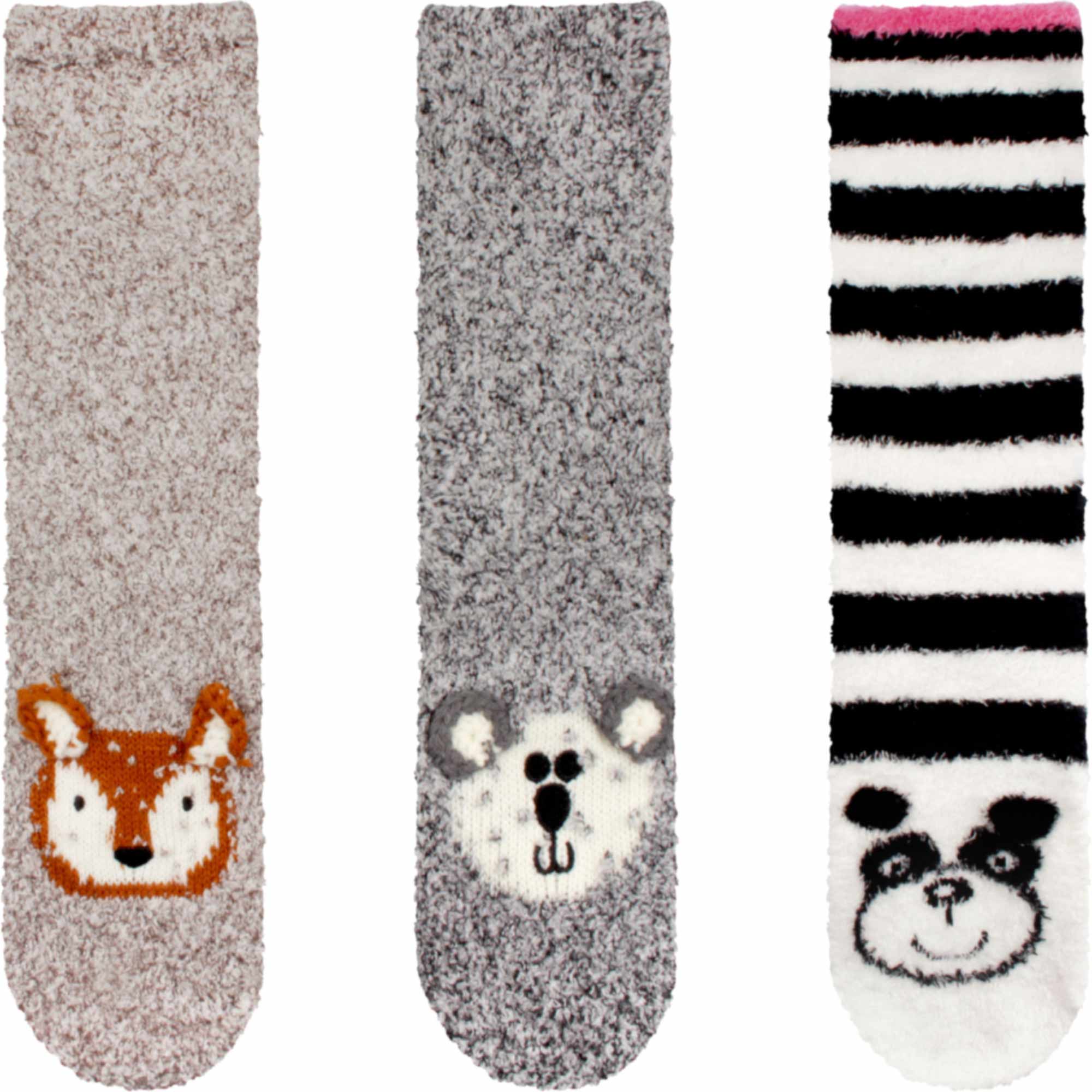 Fuzzy Cozy Microfiber Animal Socks Assortments - 3 Pairs - Image 24