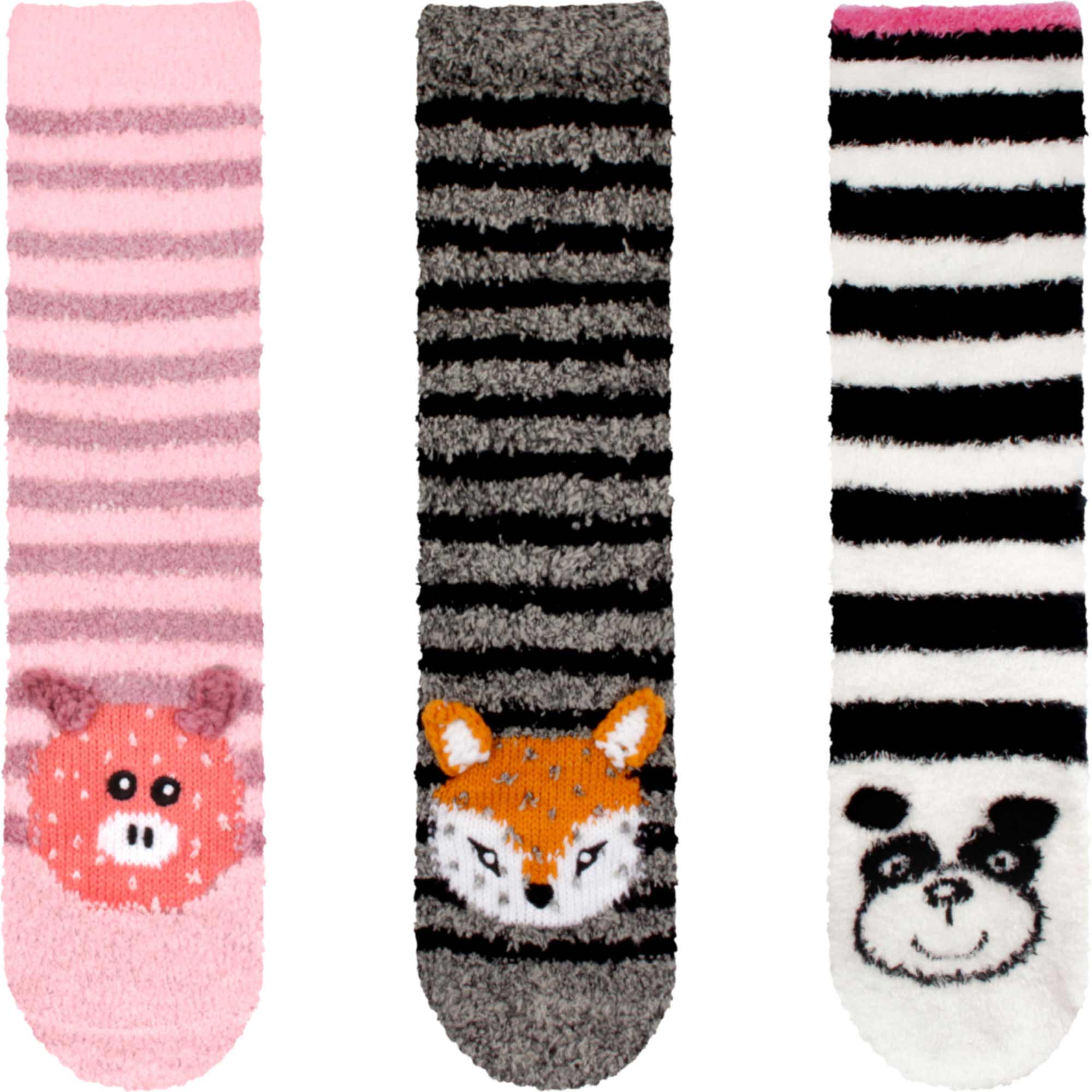 Fuzzy Cozy Microfiber Animal Socks Assortments - 3 Pairs - Image 25