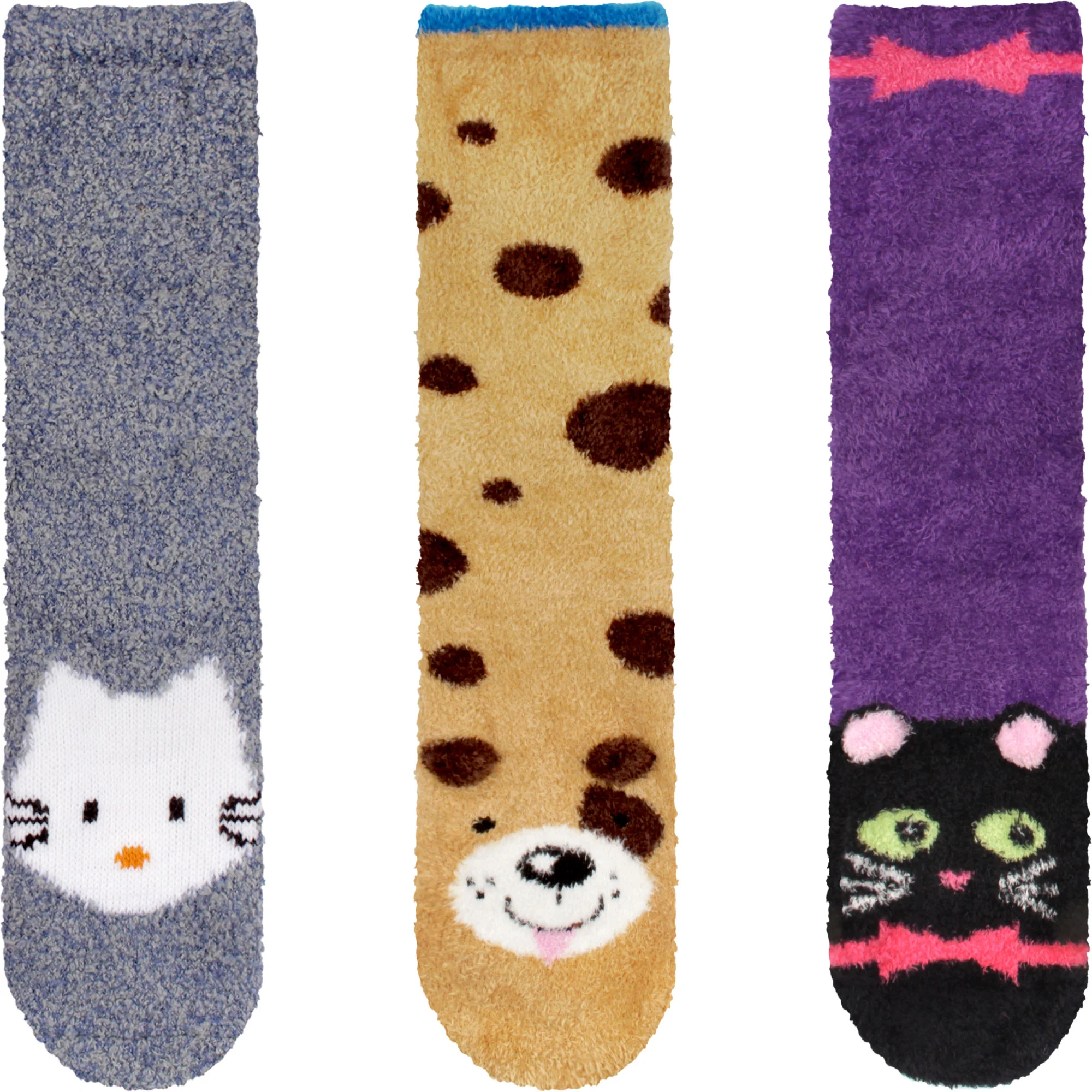 Fuzzy Cozy Microfiber Animal Socks Assortments - 3 Pairs - Image 26