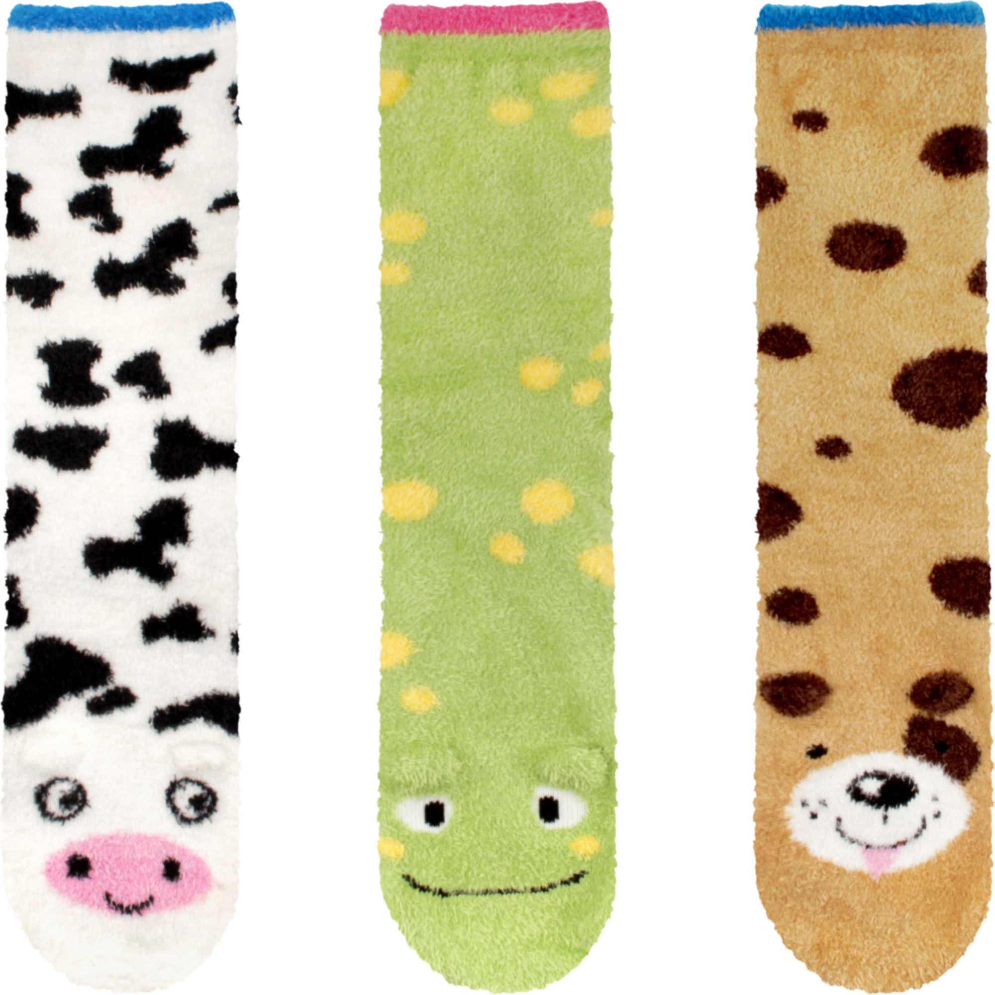 Fuzzy Cozy Microfiber Animal Socks Assortments - 3 Pairs - Image 27