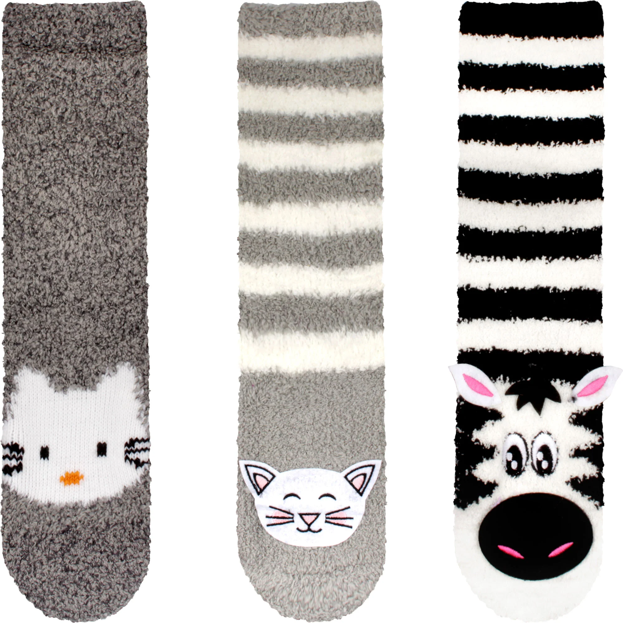 Fuzzy Cozy Microfiber Animal Socks Assortments - 3 Pairs - Image 28