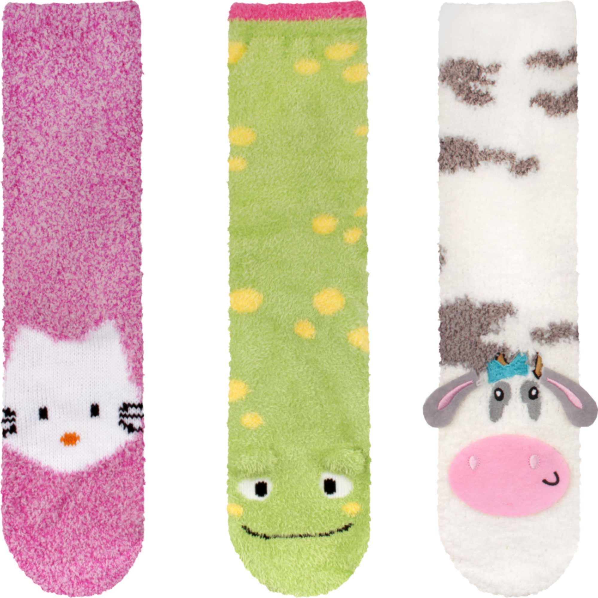 Fuzzy Cozy Microfiber Animal Socks Assortments - 3 Pairs - Image 30