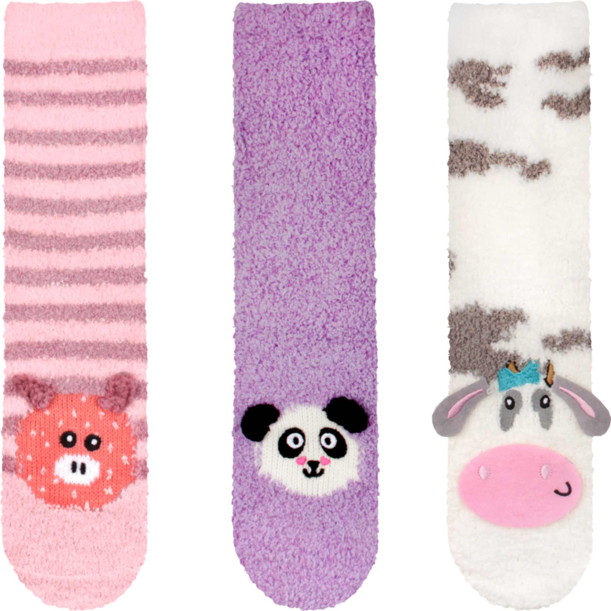 Fuzzy Cozy Microfiber Animal Socks Assortments - 3 Pairs - Image 32