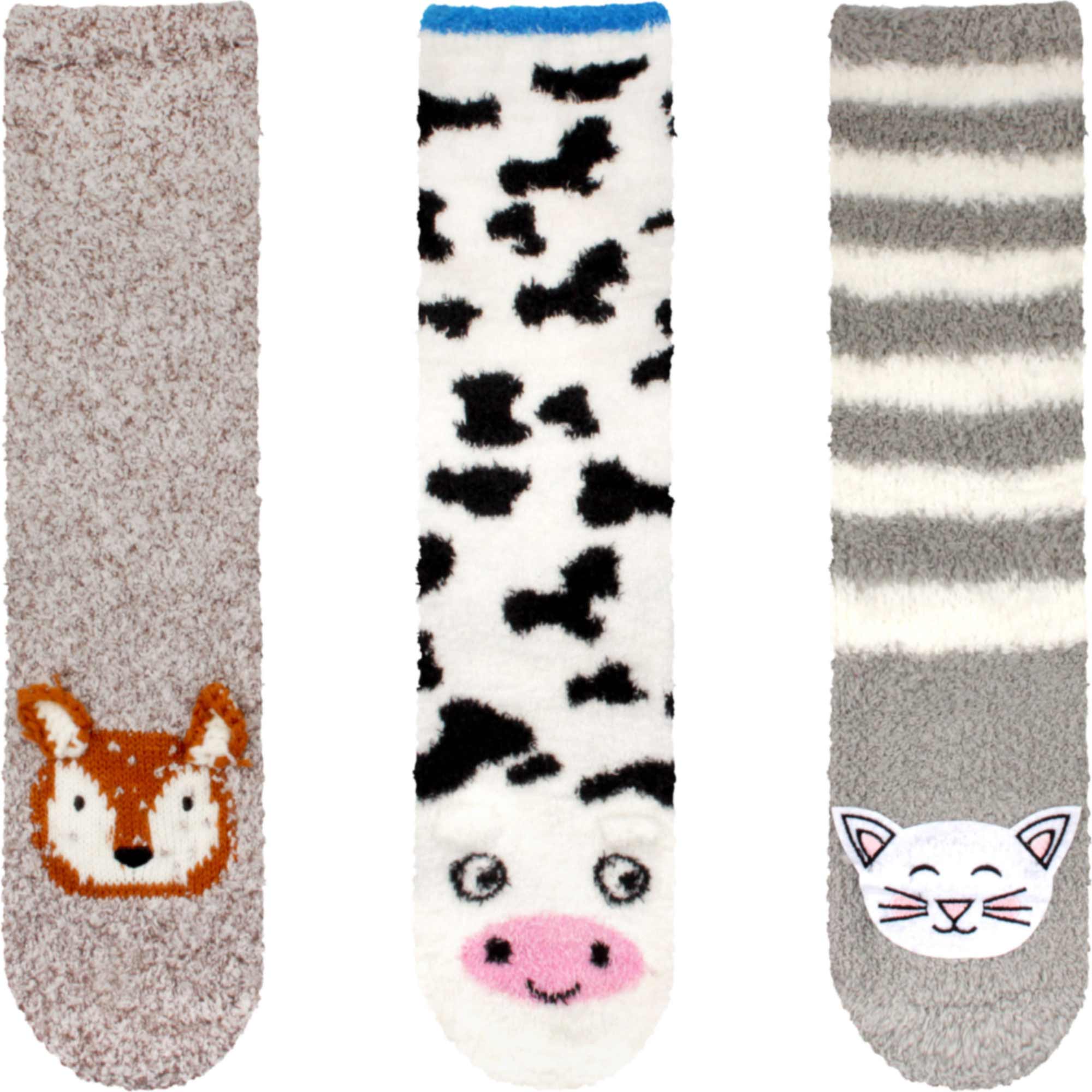 Fuzzy Cozy Microfiber Animal Socks Assortments - 3 Pairs - Image 36