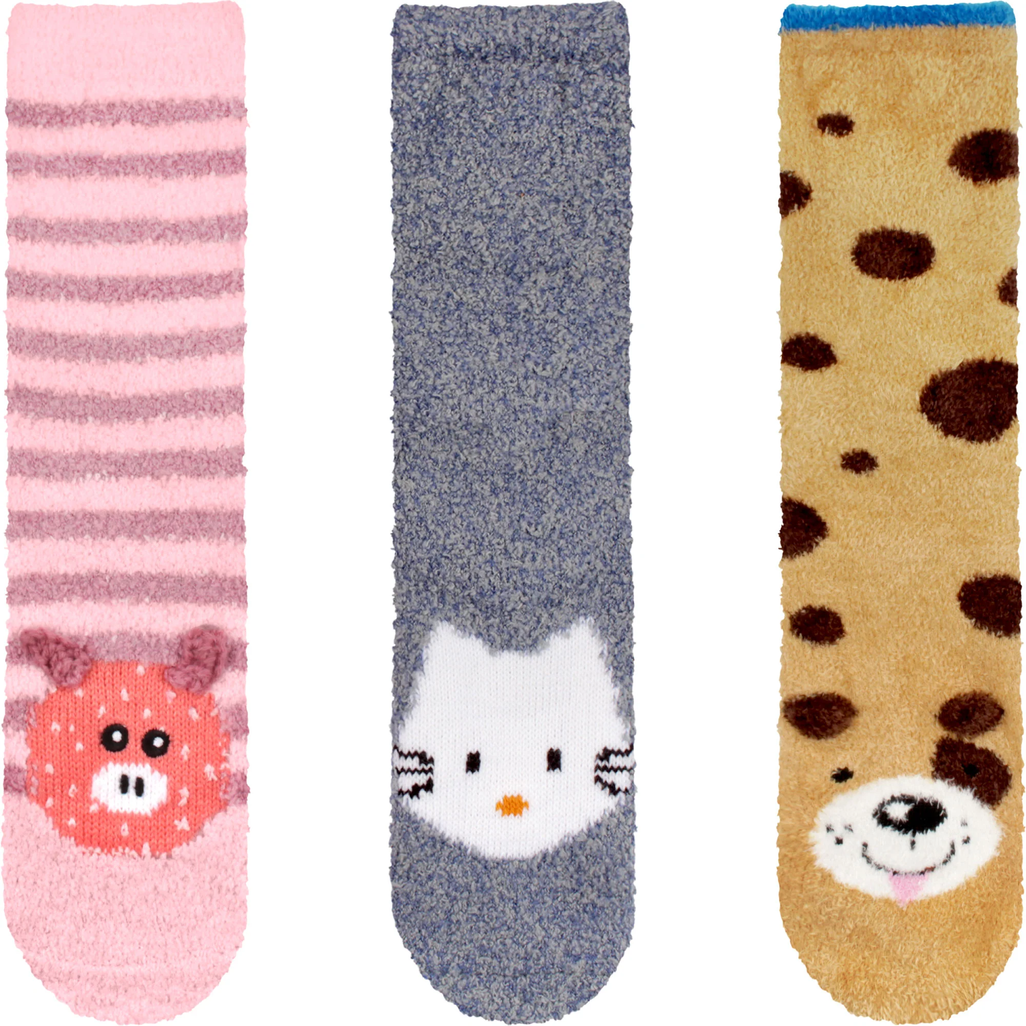 Fuzzy Cozy Microfiber Animal Socks Assortments - 3 Pairs - Image 39