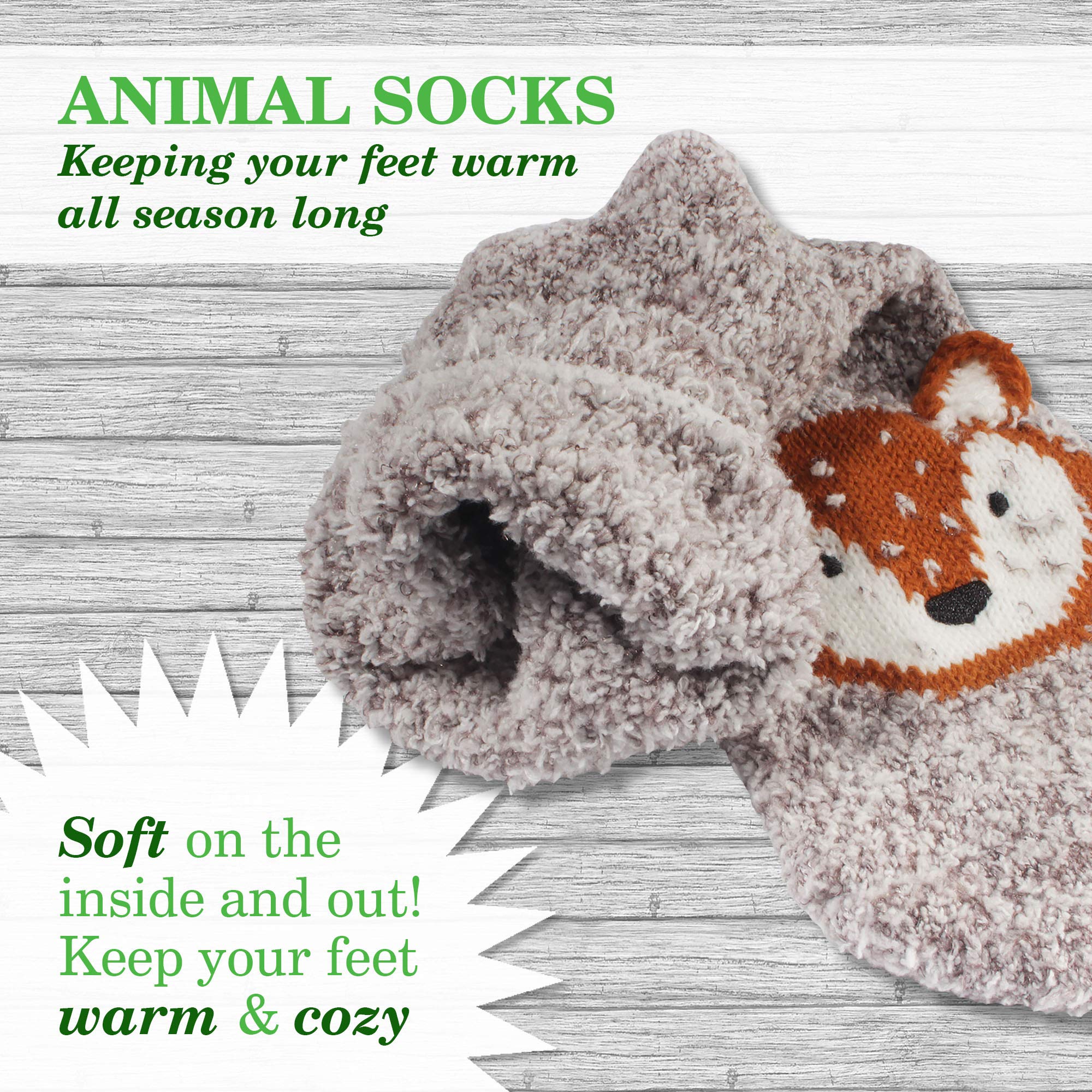 Fuzzy Cozy Microfiber Animal Socks Assortments - 3 Pairs - Image 4