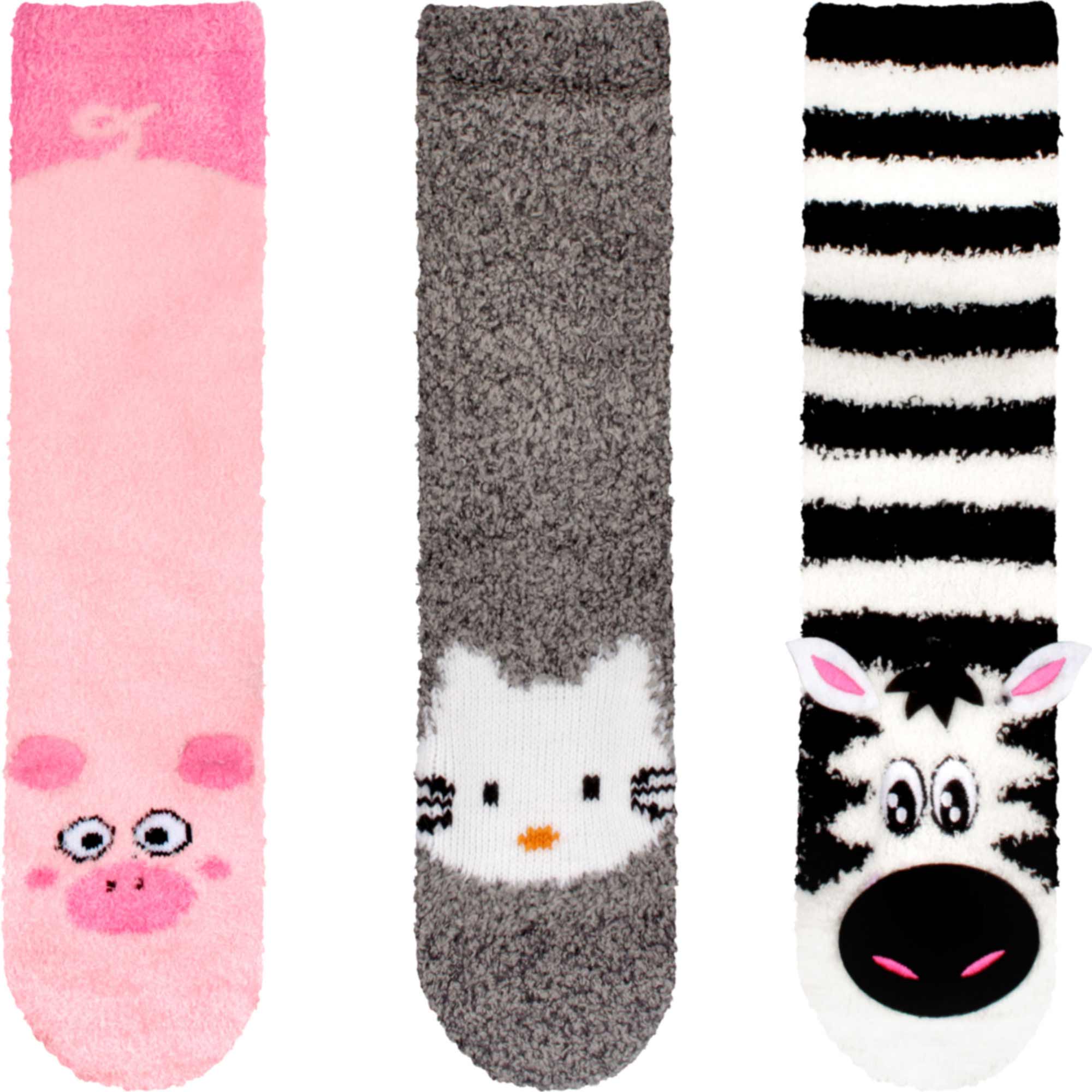 Fuzzy Cozy Microfiber Animal Socks Assortments - 3 Pairs - Image 42
