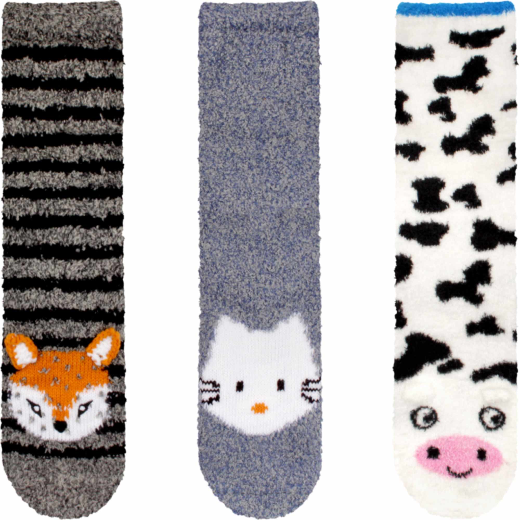 Fuzzy Cozy Microfiber Animal Socks Assortments - 3 Pairs - Image 44