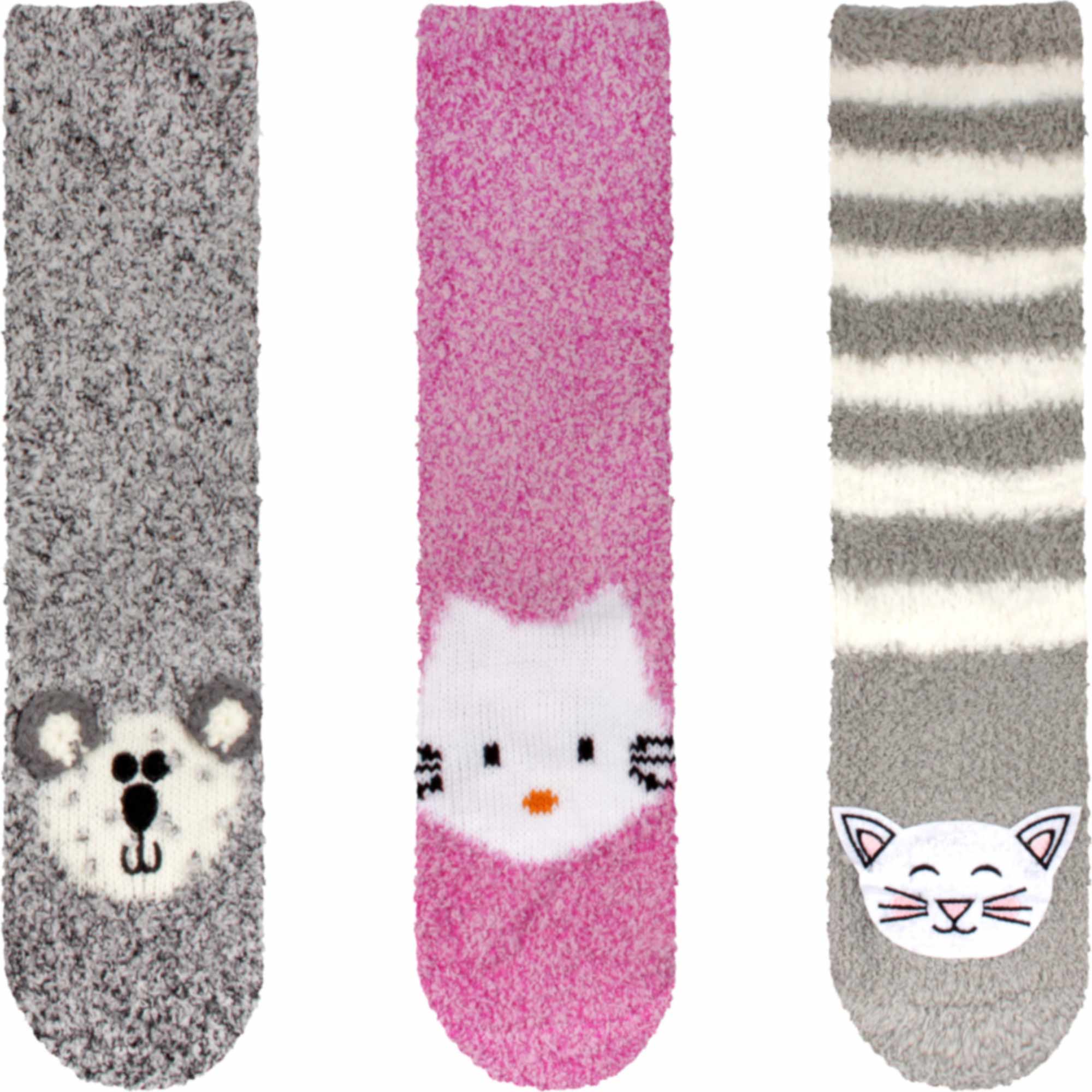 Fuzzy Cozy Microfiber Animal Socks Assortments - 3 Pairs - Image 45