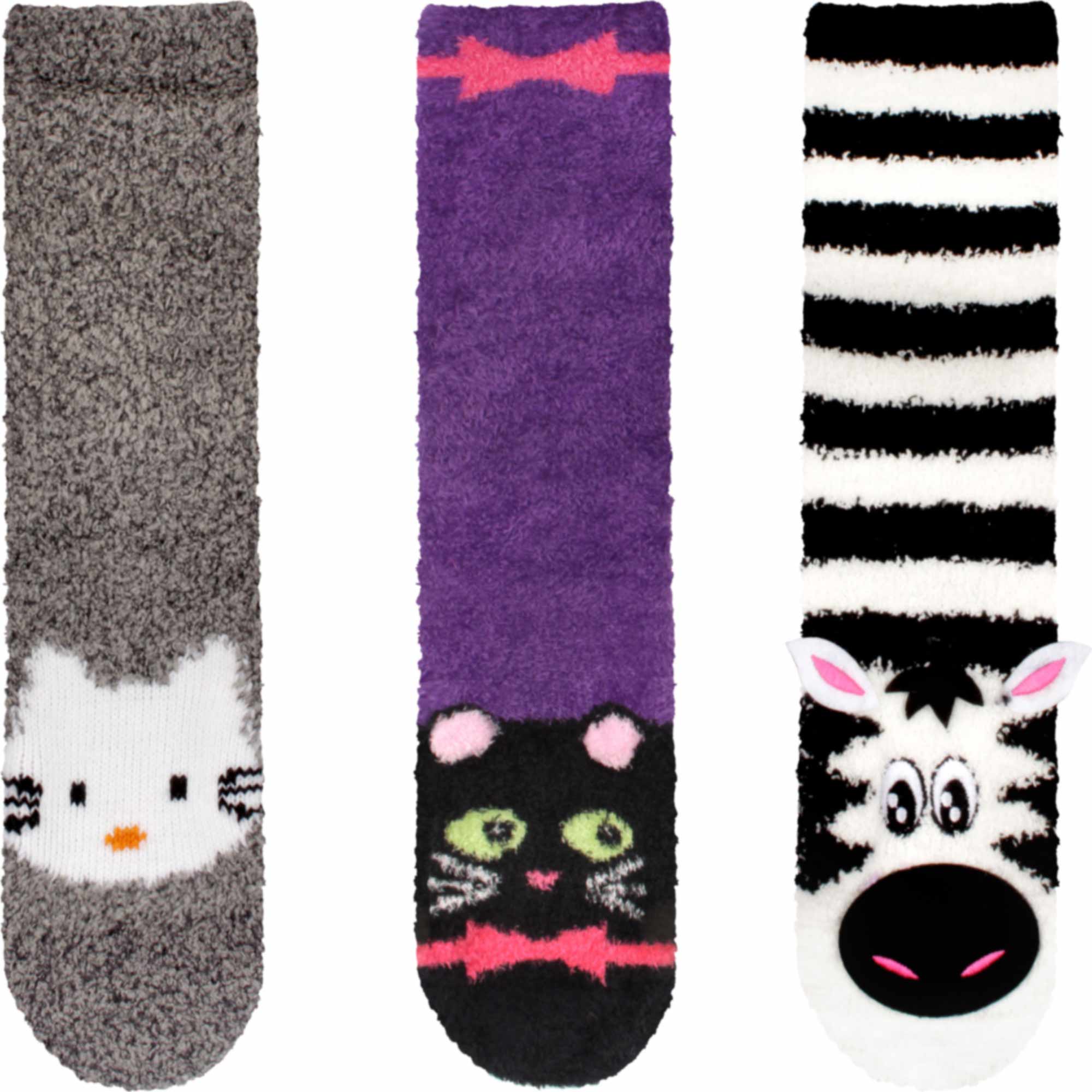 Fuzzy Cozy Microfiber Animal Socks Assortments - 3 Pairs - Image 46