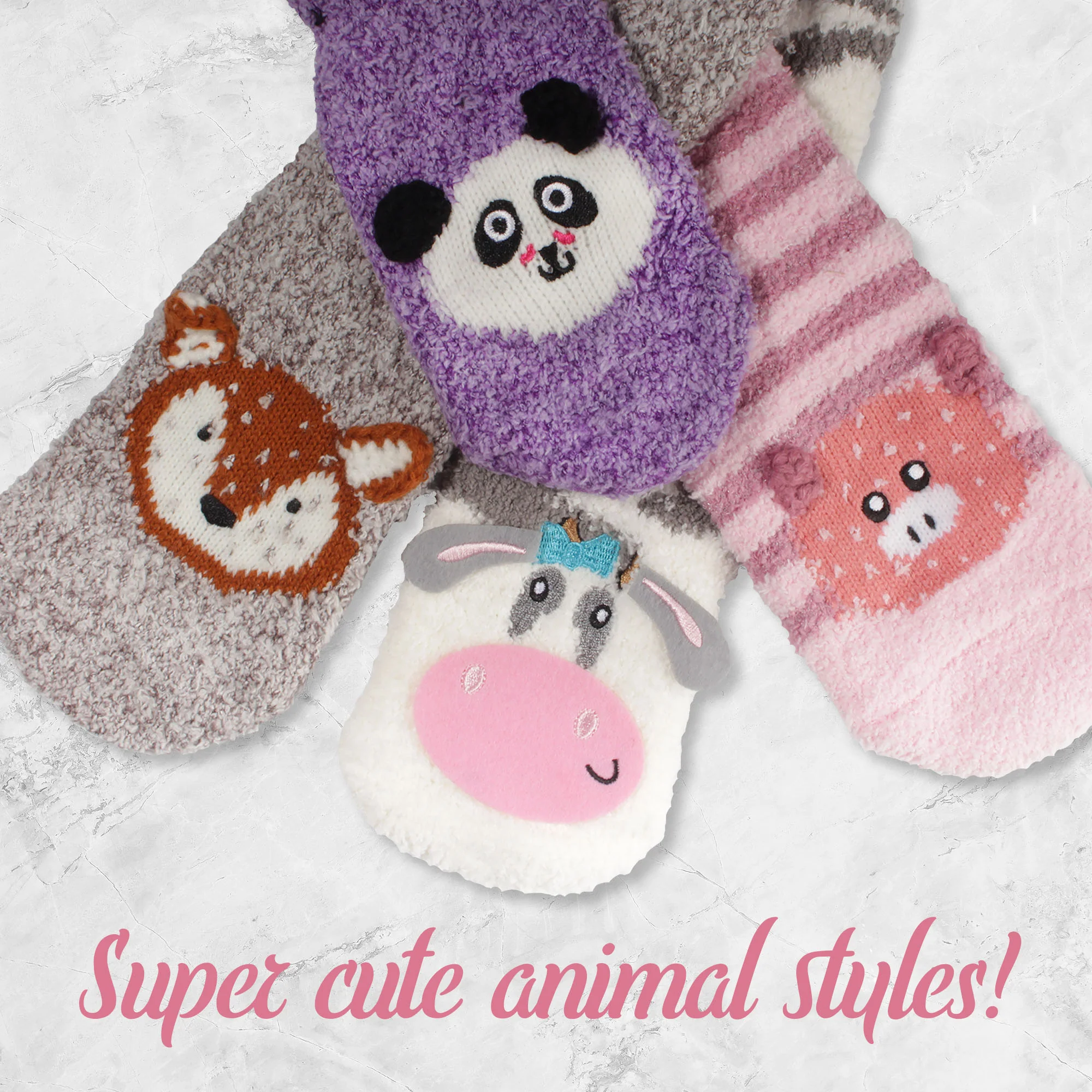 Fuzzy Animal Socks - 6 Pairs Assortments - Image 14