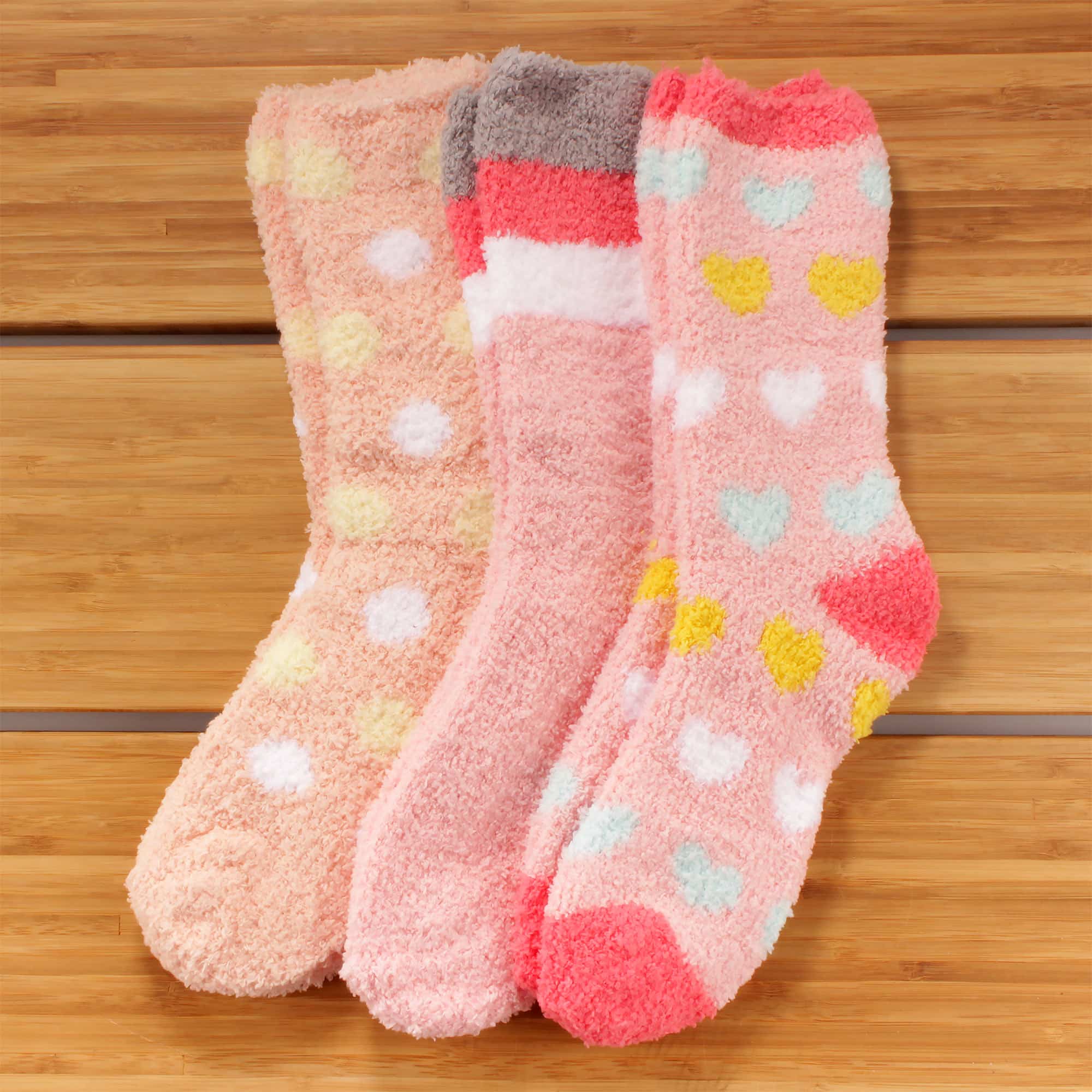 Women's Soft and Cozy Fuzzy Assorted Crew Socks - 3 Pair Assortments - Image 3