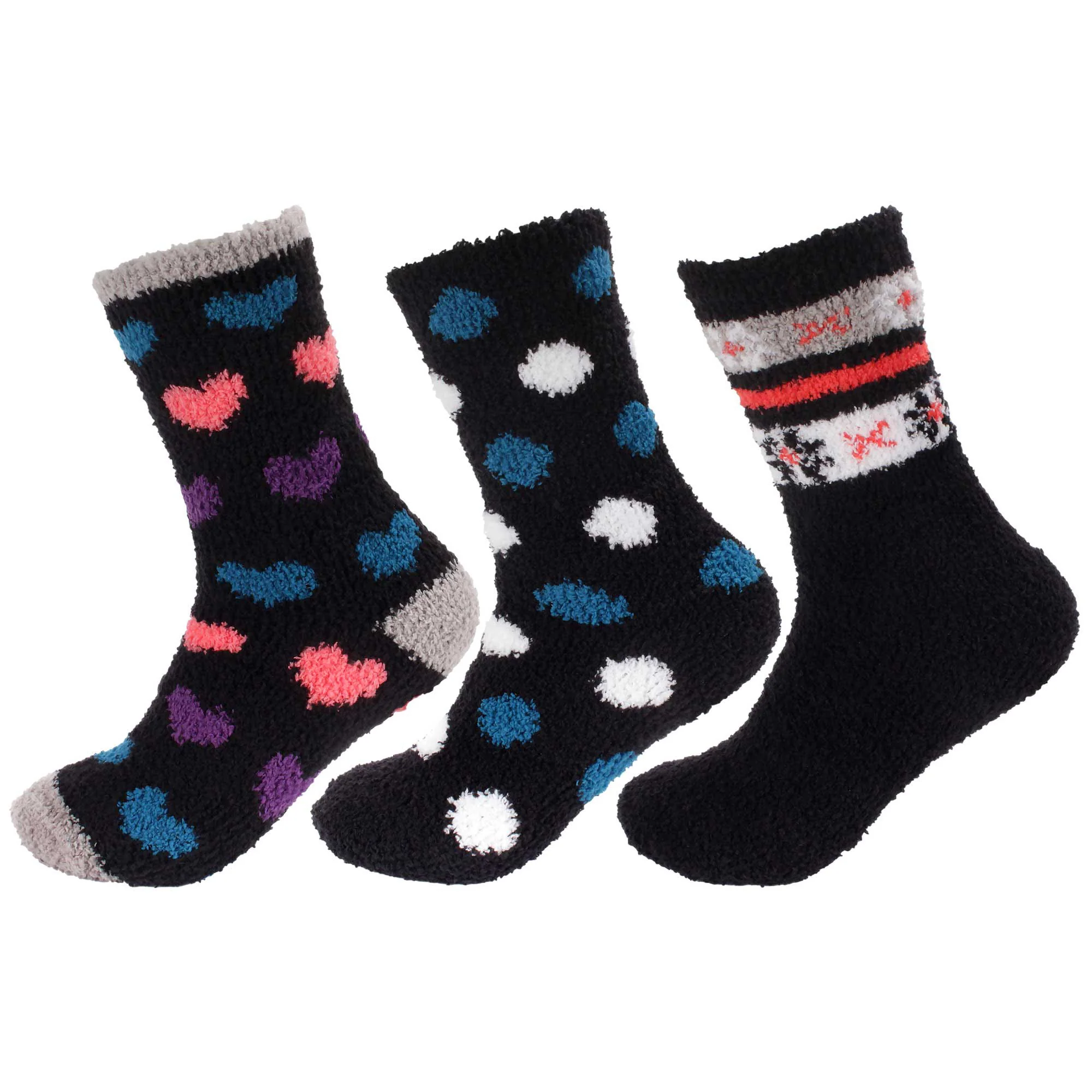 Women's Soft and Cozy Fuzzy Assorted Crew Socks - 3 Pair Assortments - Image 9