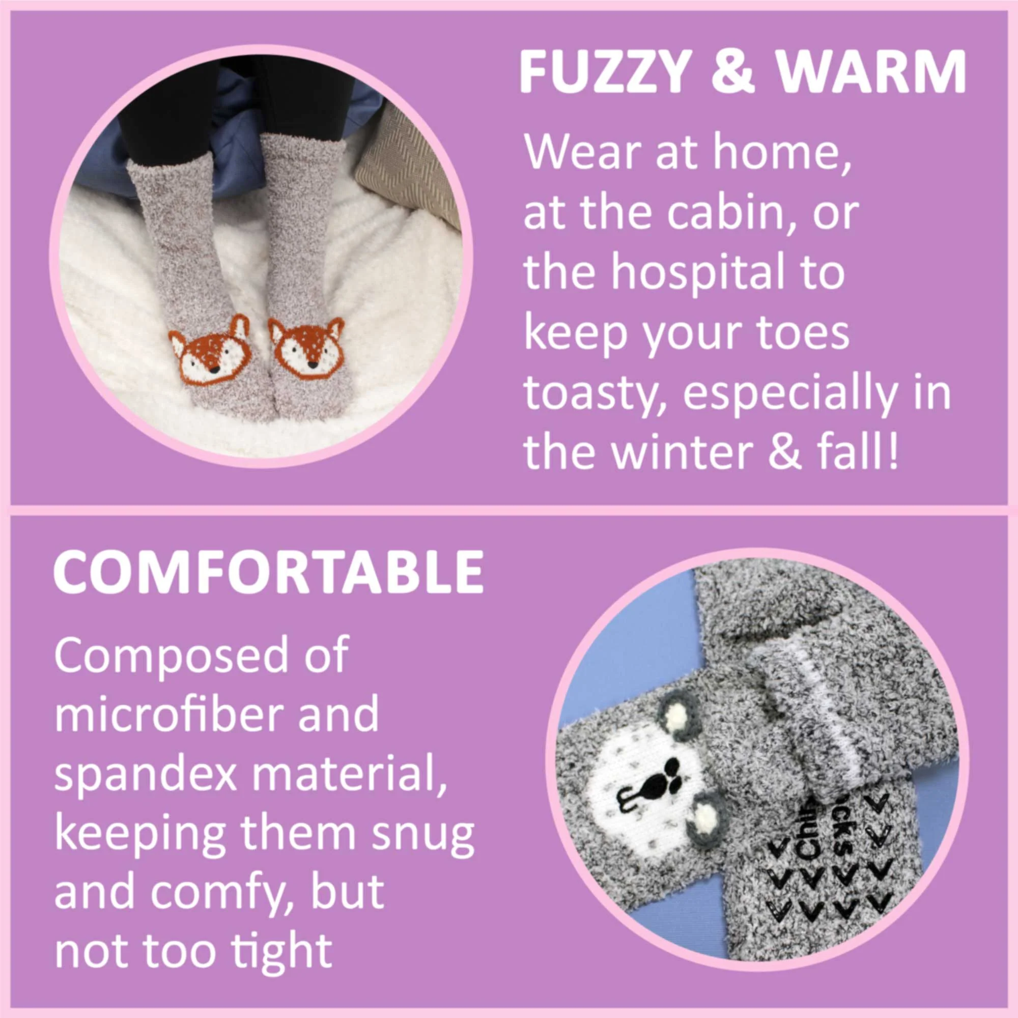 Fuzzy Animal Non-Slip Fuzzy Crew Socks - Image 3